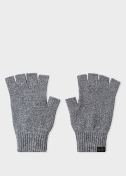 폴 스미스 장갑 Paul Smith Mens Grey Cashmere And Merino Wool Fingerless Gloves