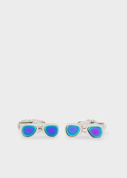 폴 스미스 Paul Smith Mens Silver And Blue Sunglasses Cufflinks
