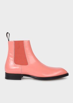 폴 스미스 Paul Smith Mens Pink High-Shine Leather Stealth Boots