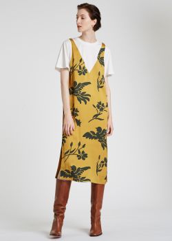 black and yellow t shirt dress