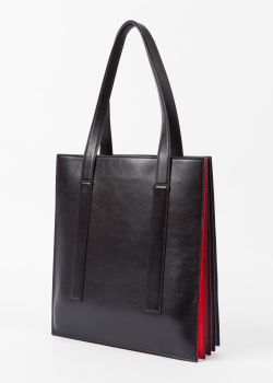 tote with red interior