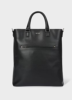 mens black leather tote