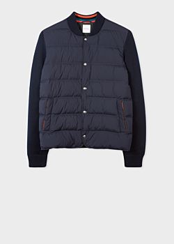 Navy Down-Filled Bomber Jacket With 