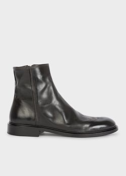 Men's Black Leather 'Billy' Zip Boots 