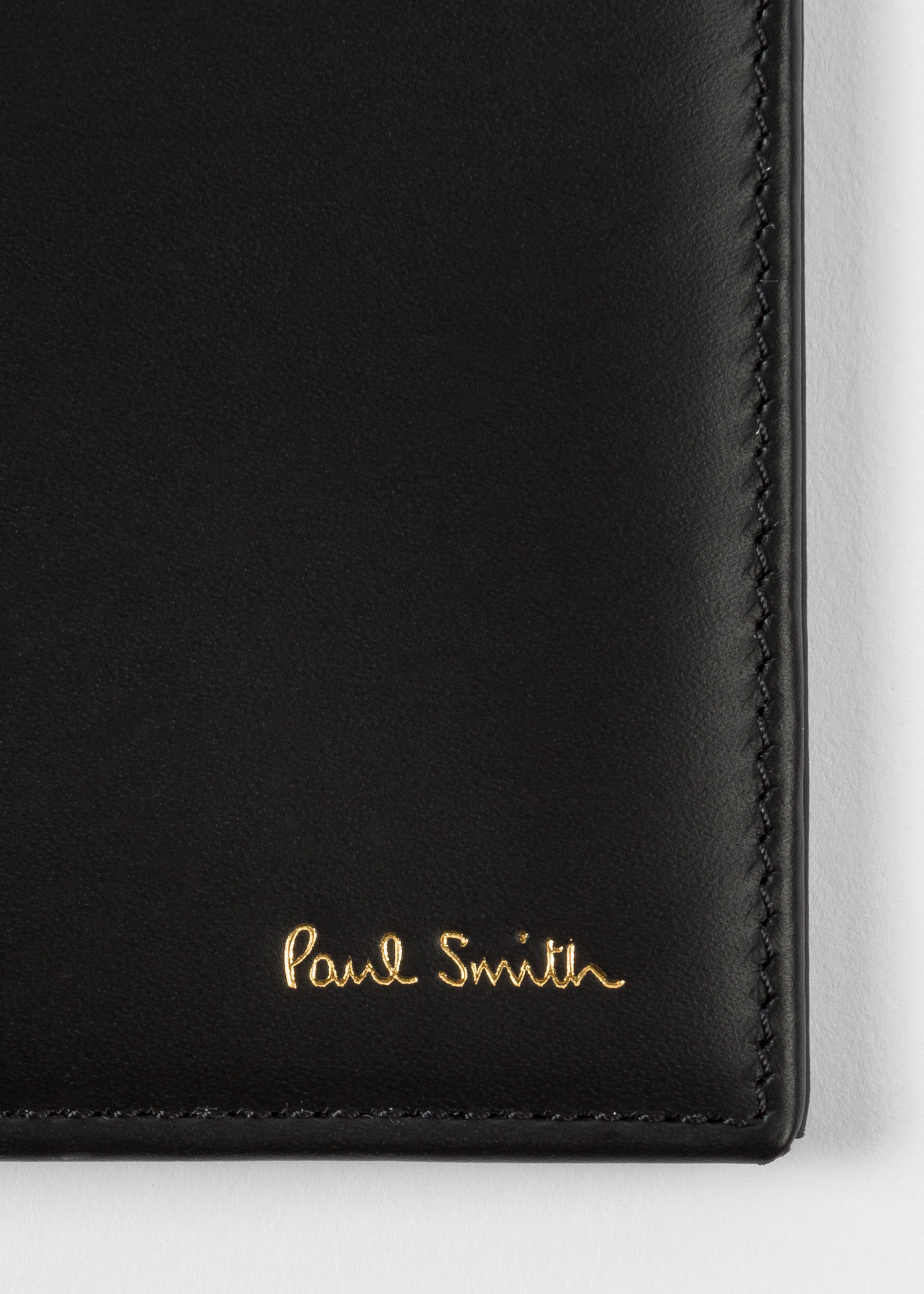 Black Leather Signature Stripe Interior Passport Cover - Paul Smith US