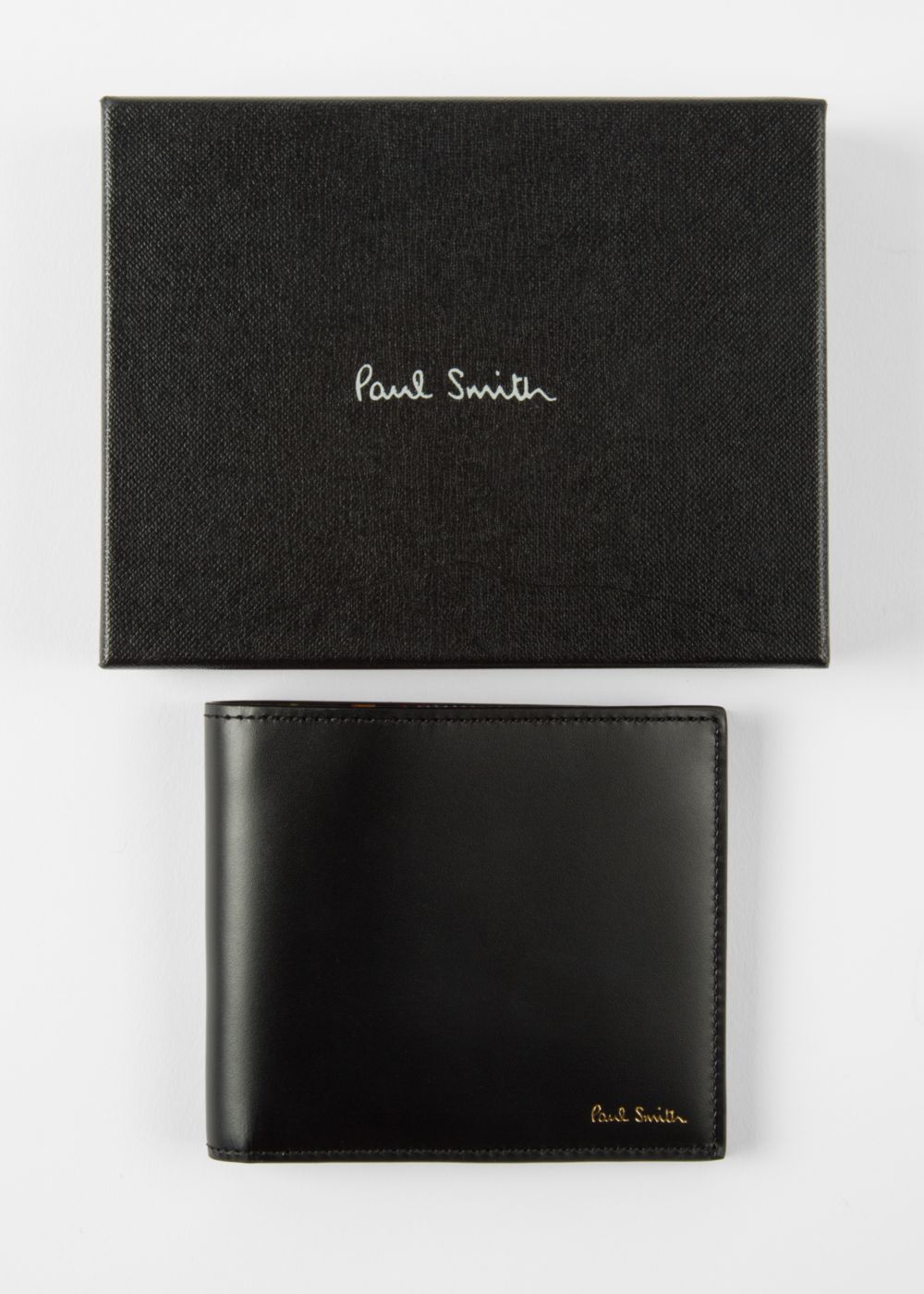PS Paul Smith ZEBRA Stripe Black & Red trim Leather Billfold Wallet