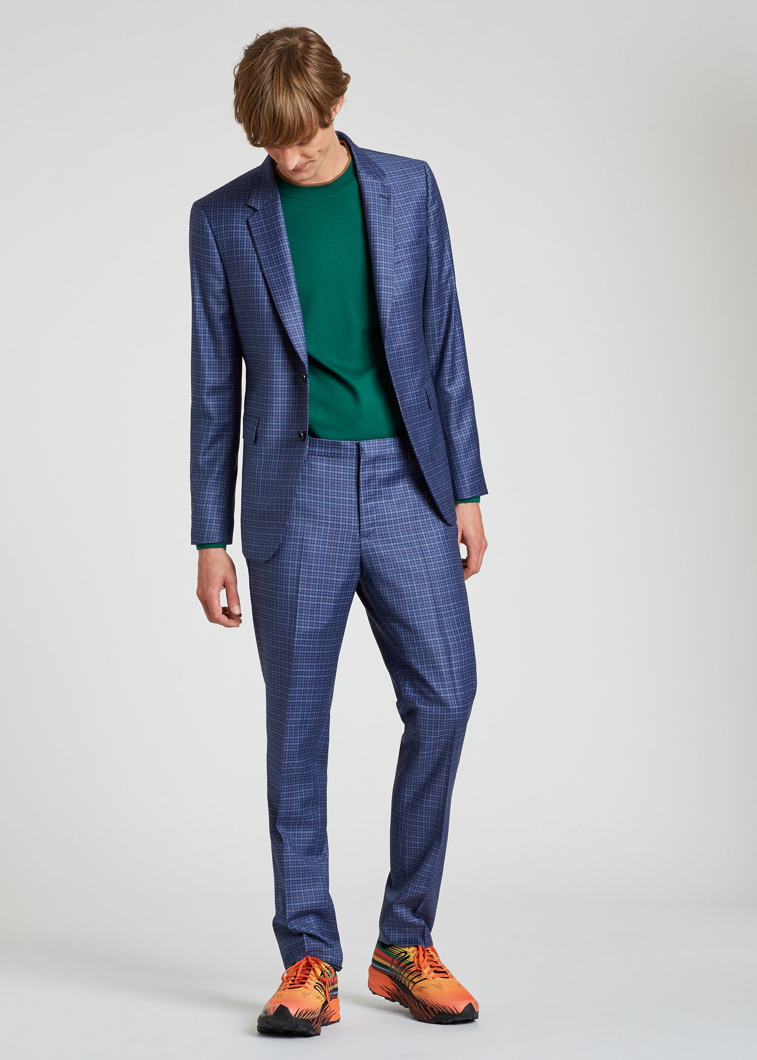 Men's Slim-Fit Light Blue Check Wool Suit - Paul Smith US