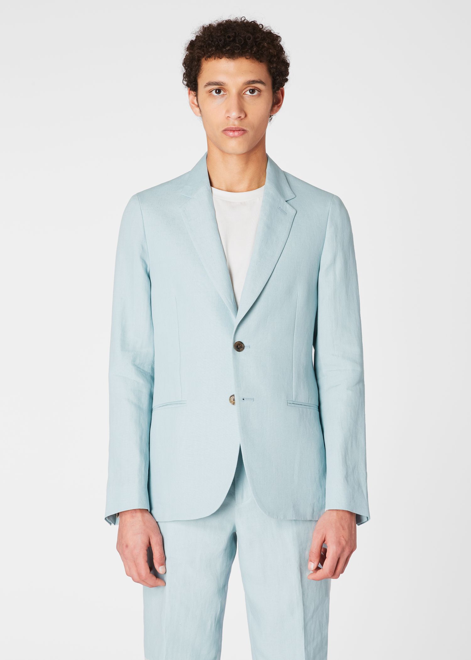 sky blue linen blazer