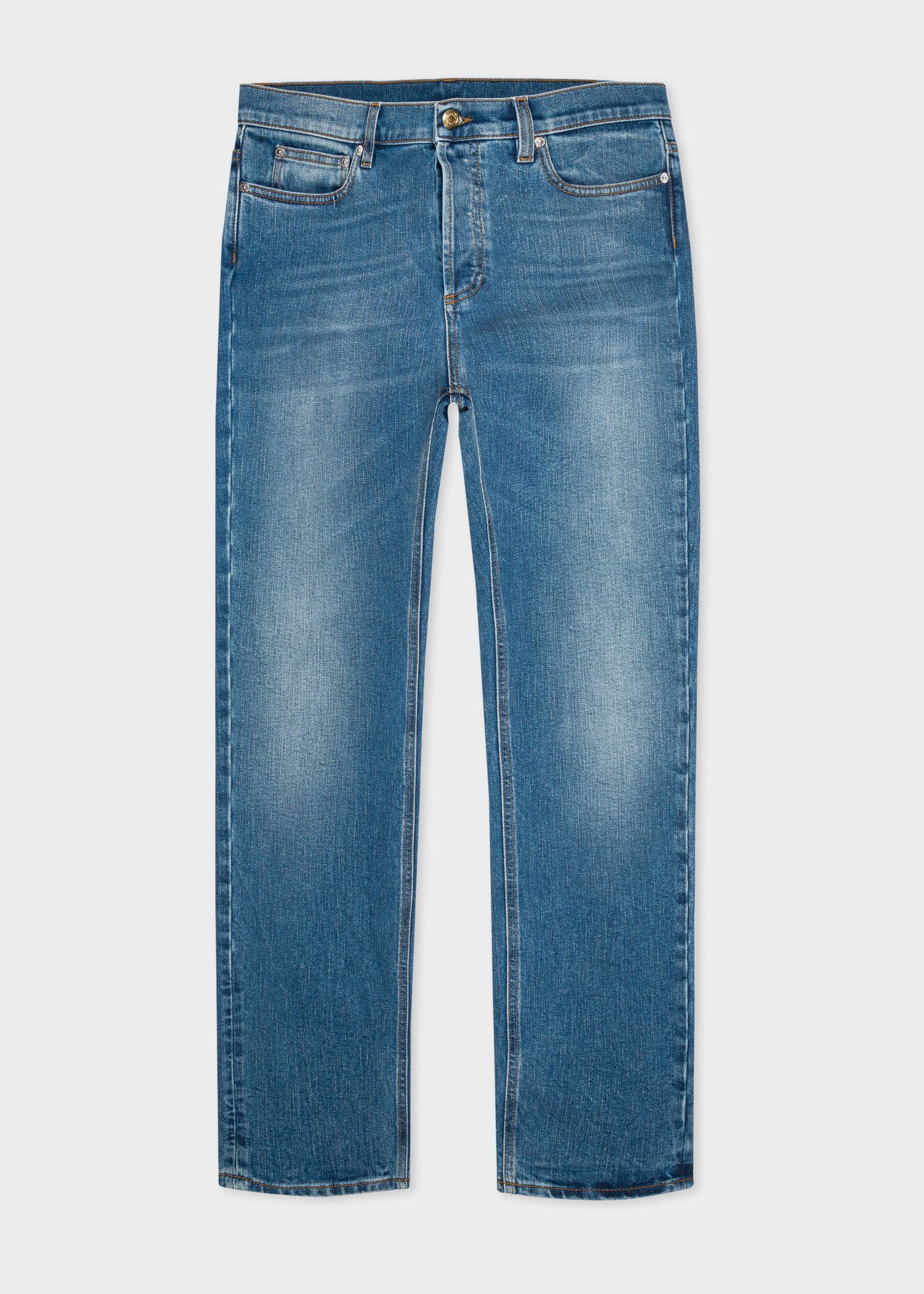 mens mid wash slim jeans