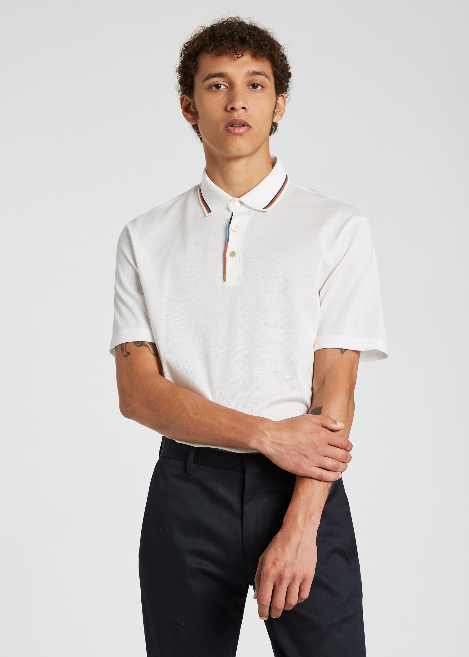 white shirt under polo