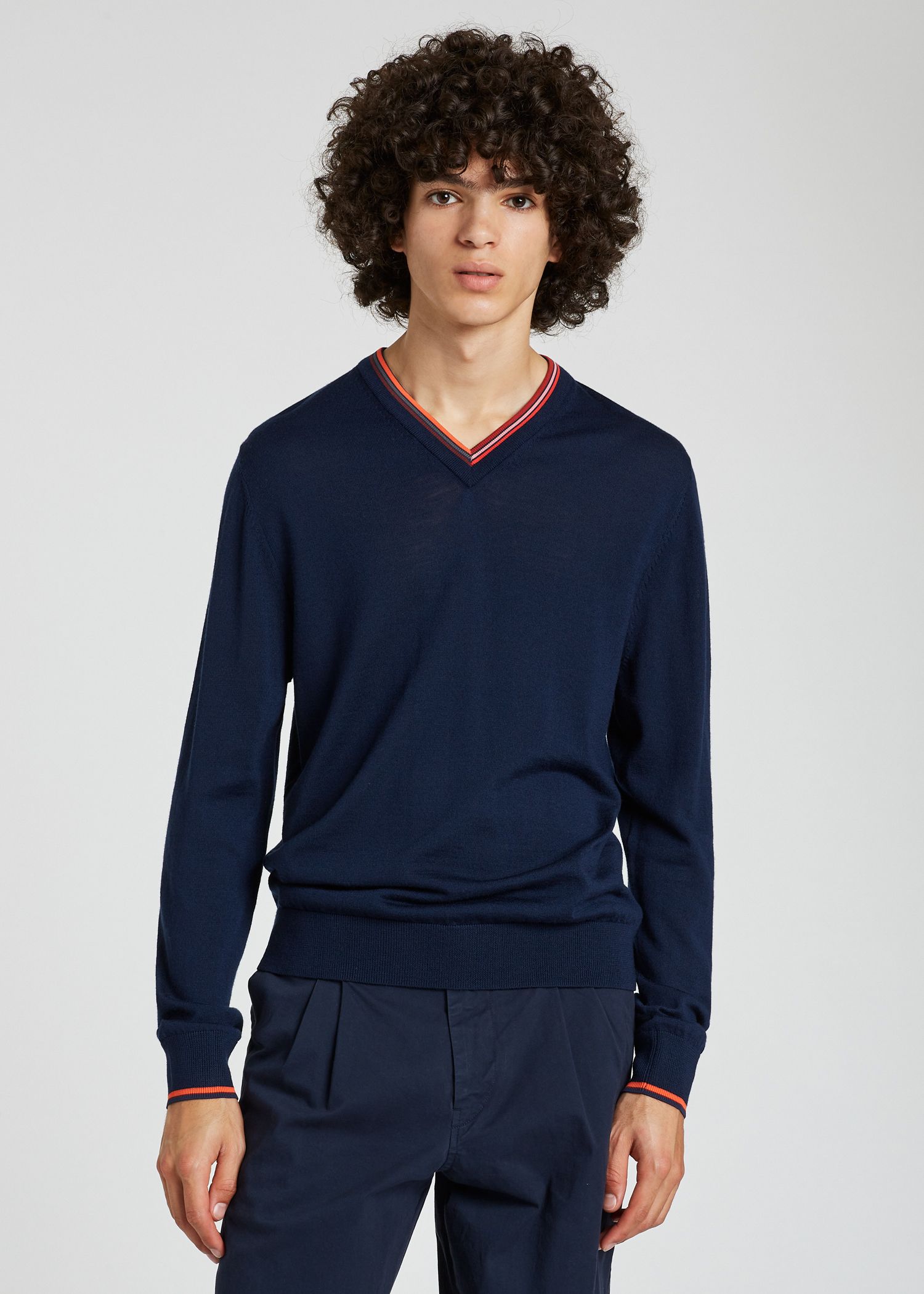 navy v neck sweater