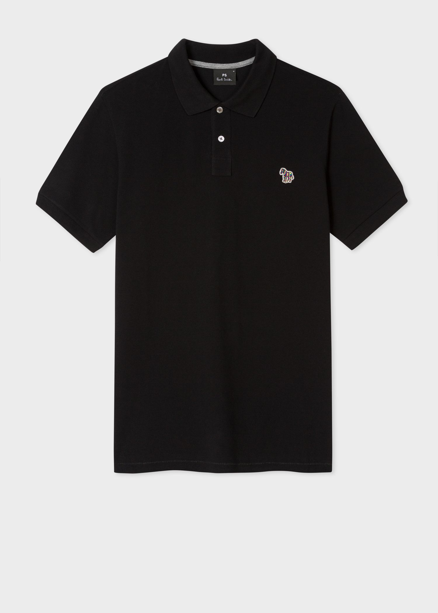 Men's Black Cotton-Piqué Zebra Logo Polo Shirt