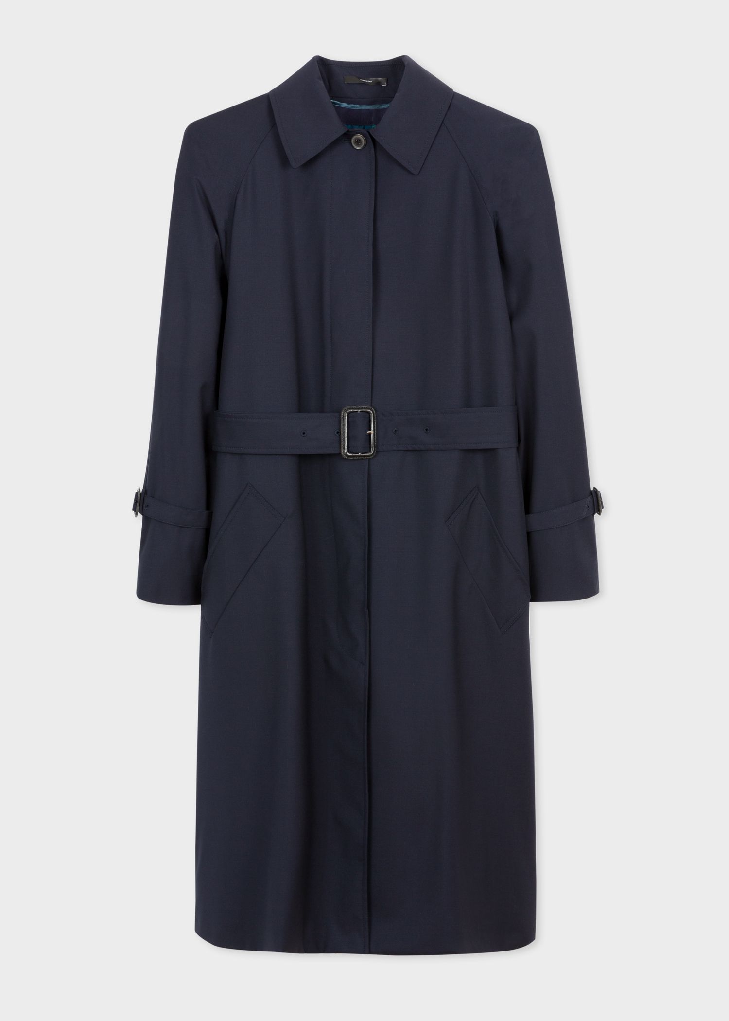 Women's Navy Loro Piana Storm System® Wool Trench Coat With Detachable ...