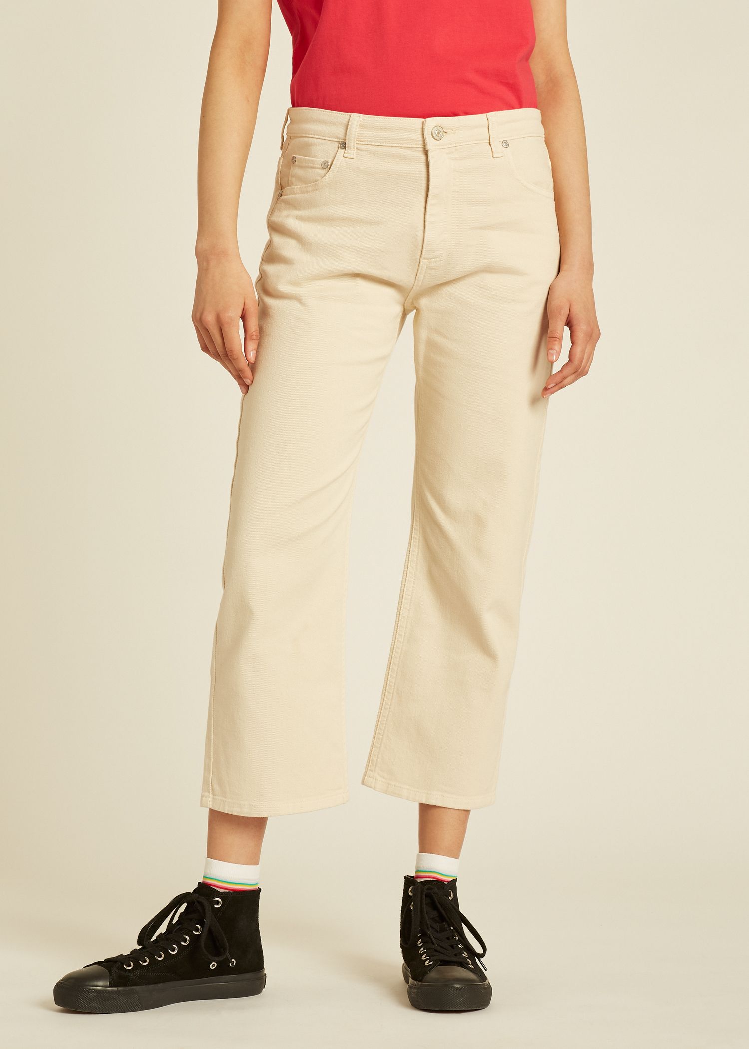 cropped cream jeans