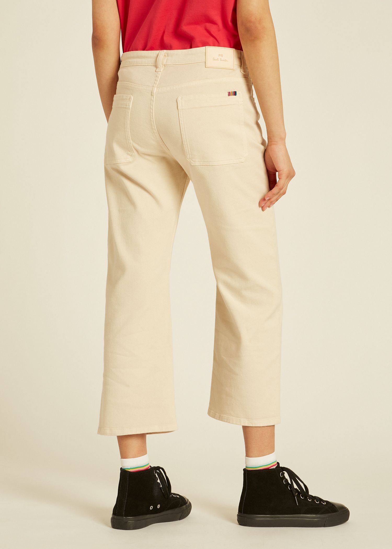 cropped cream jeans