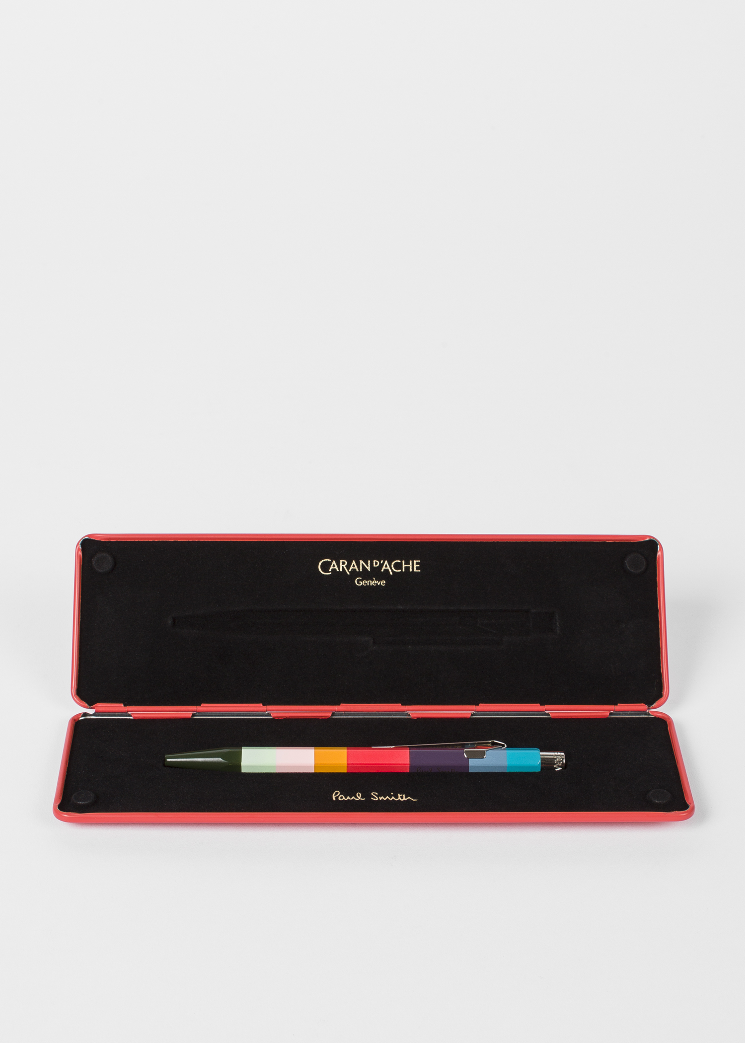 In case view - 'Artist Stripe' Ballpoint Pen With Coral Pink Case Paul Smith