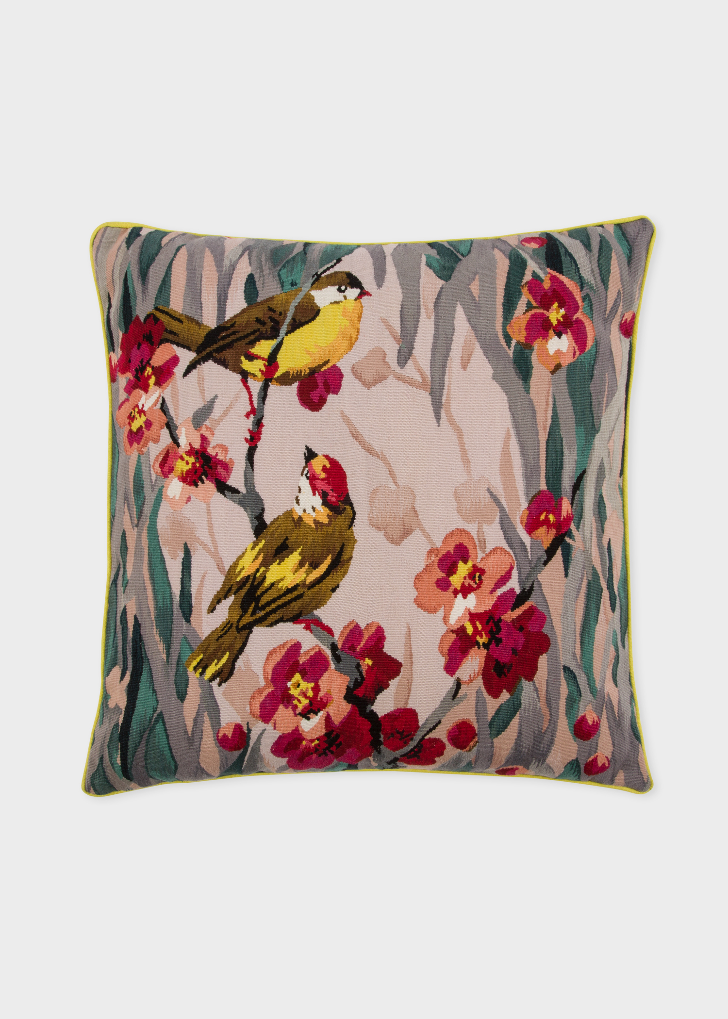 Front view - Paul Smith For The Rug Company - 'Birdie Blossom' Wool Tapestry Cushion