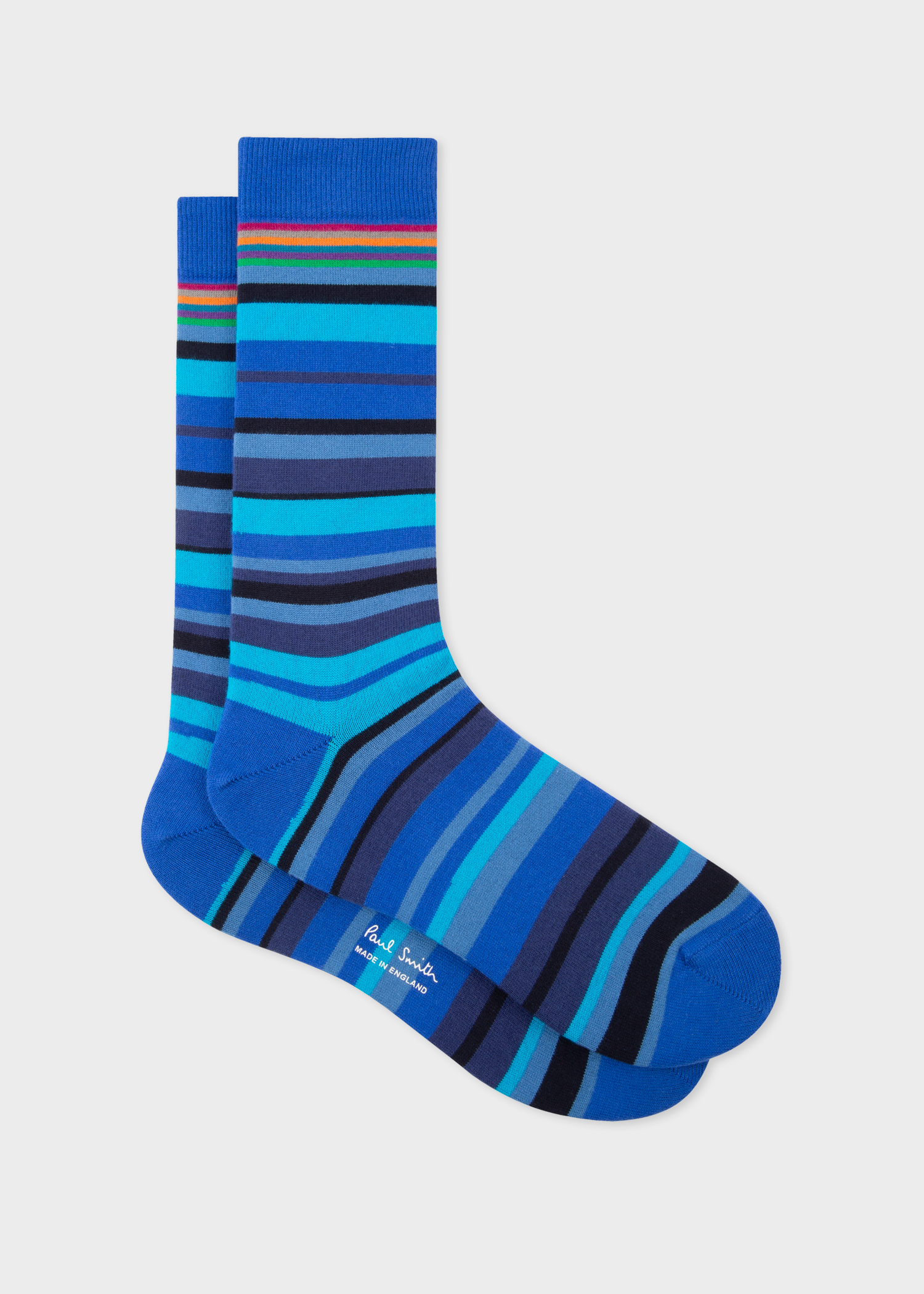 Front view - Paul Smith For University Of Nottingham - Men's Blue Stripe Cotton Socks 