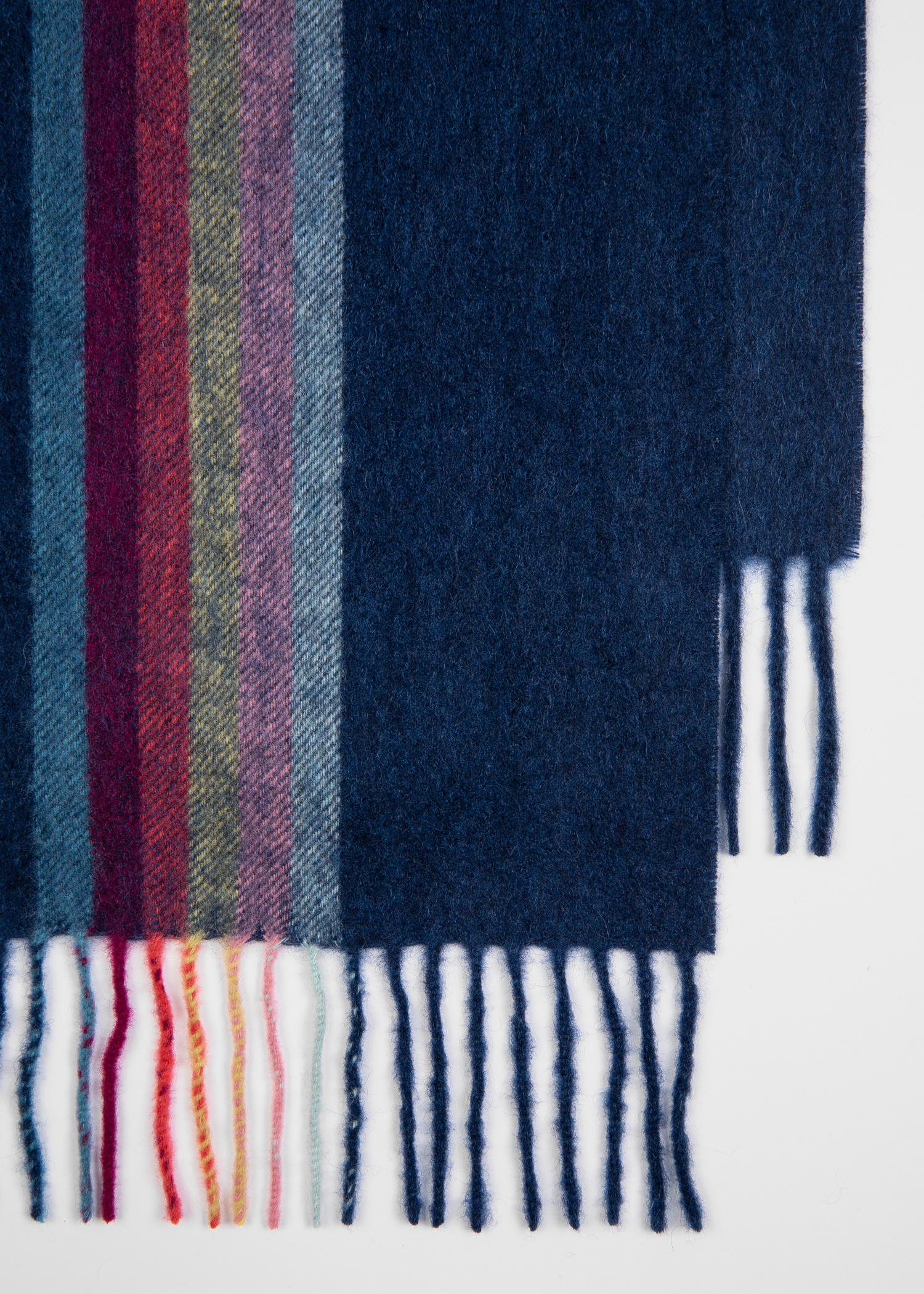 Mens Accessories Scarves and mufflers Blue for Men Paul Smith Wool Artist Stripe Band Herringbone Scarf in Navy 