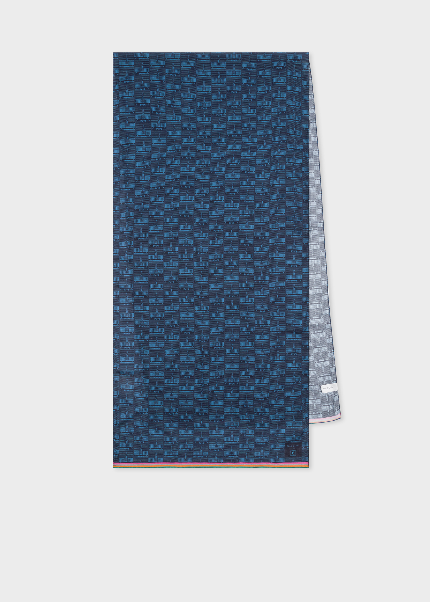 Flat view - Paul Smith For University Of Nottingham - Navy 'Trent Building' Scarf 