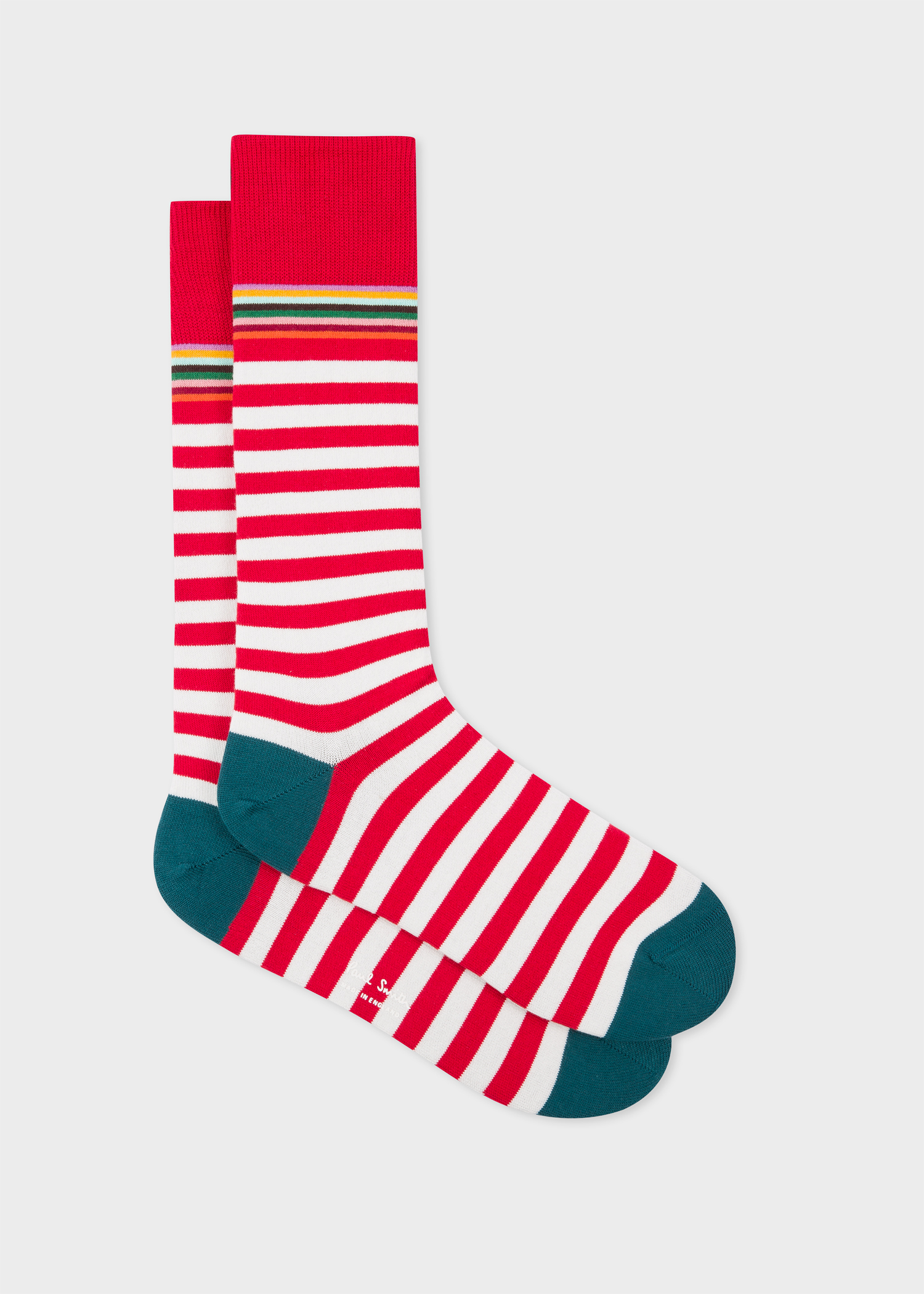 Men's Red And White Stripe Socks - Paul Smith
