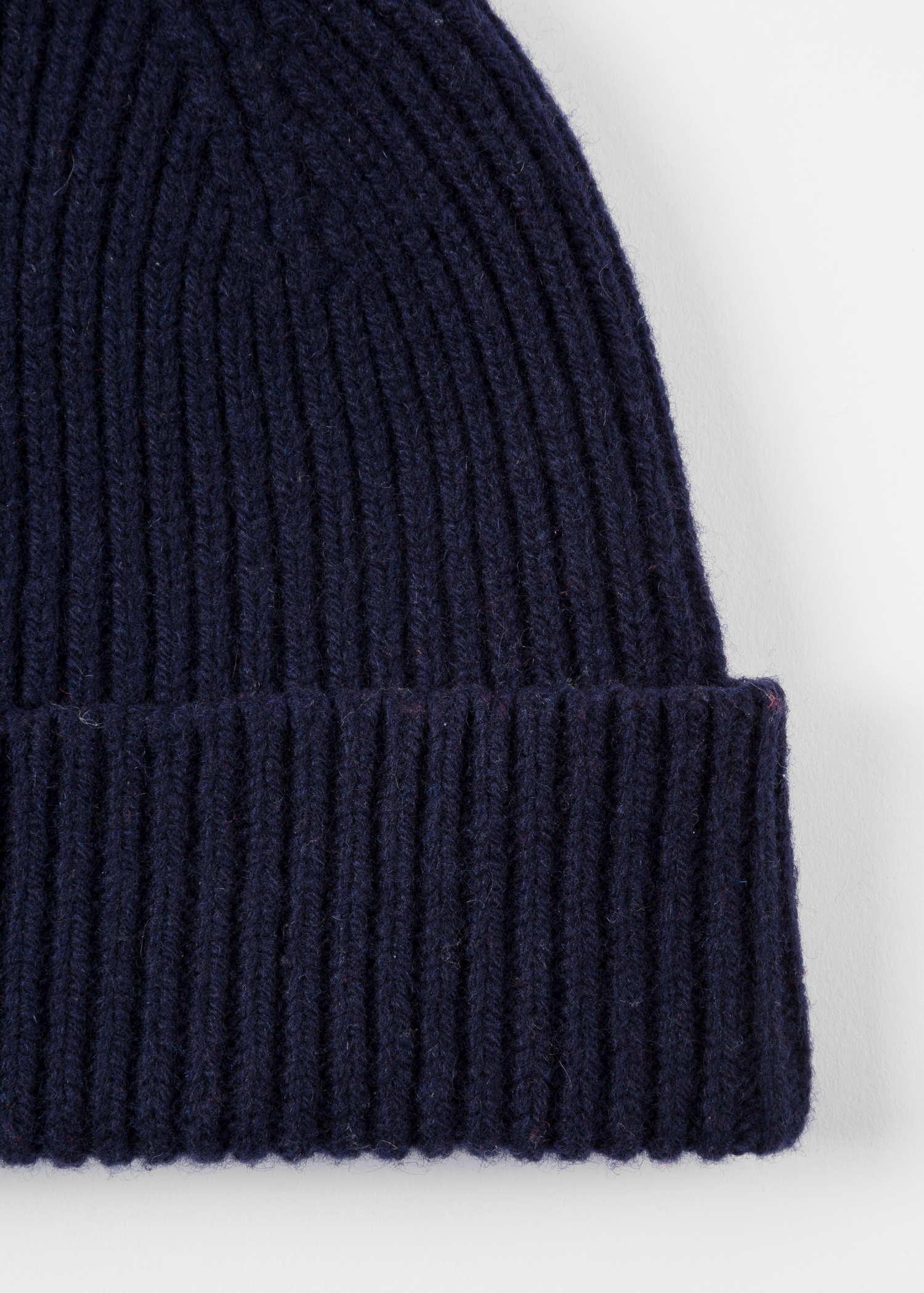 Men's Navy Cashmere-Blend Ribbed Beanie Hat - Paul Smith