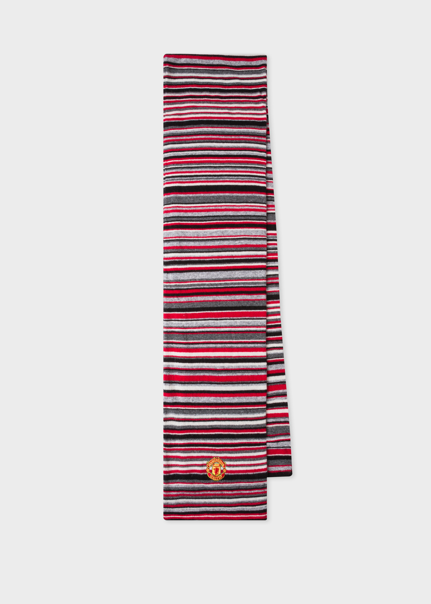 Front view - Paul Smith & Manchester United – Red Striped Wool-Cashmere Scarf Paul Smith