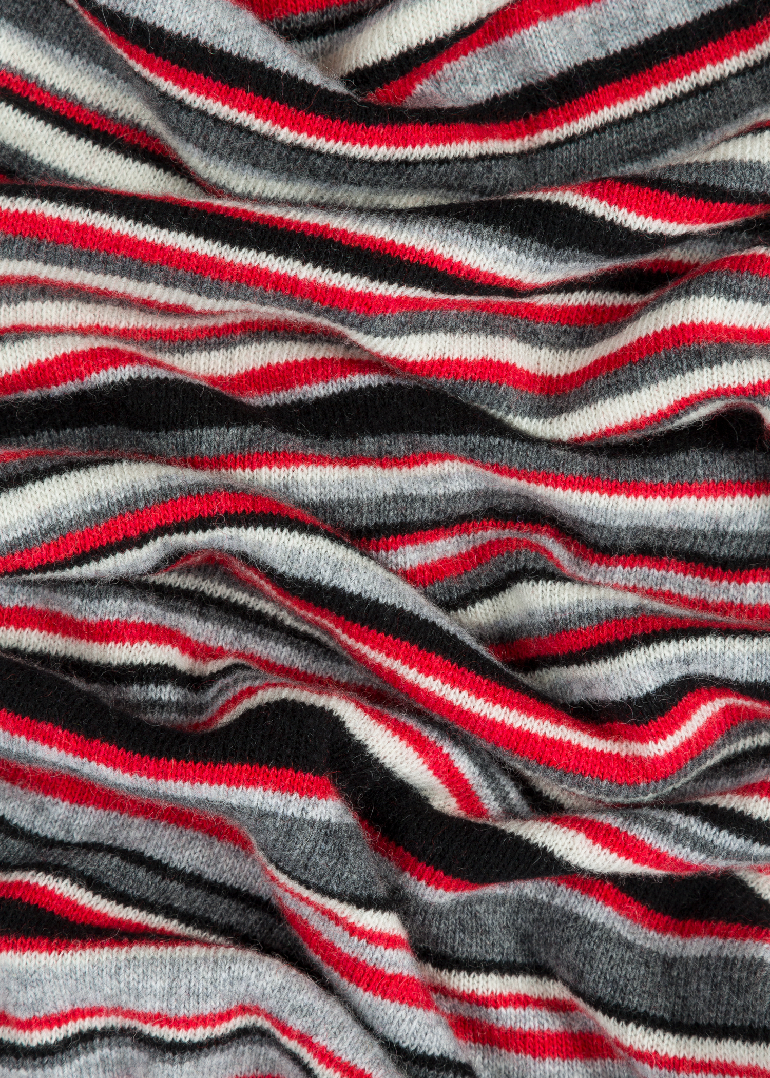 Creased view - Paul Smith X Manchester United – Red Striped Wool/Cashmere Scarf Paul Smith