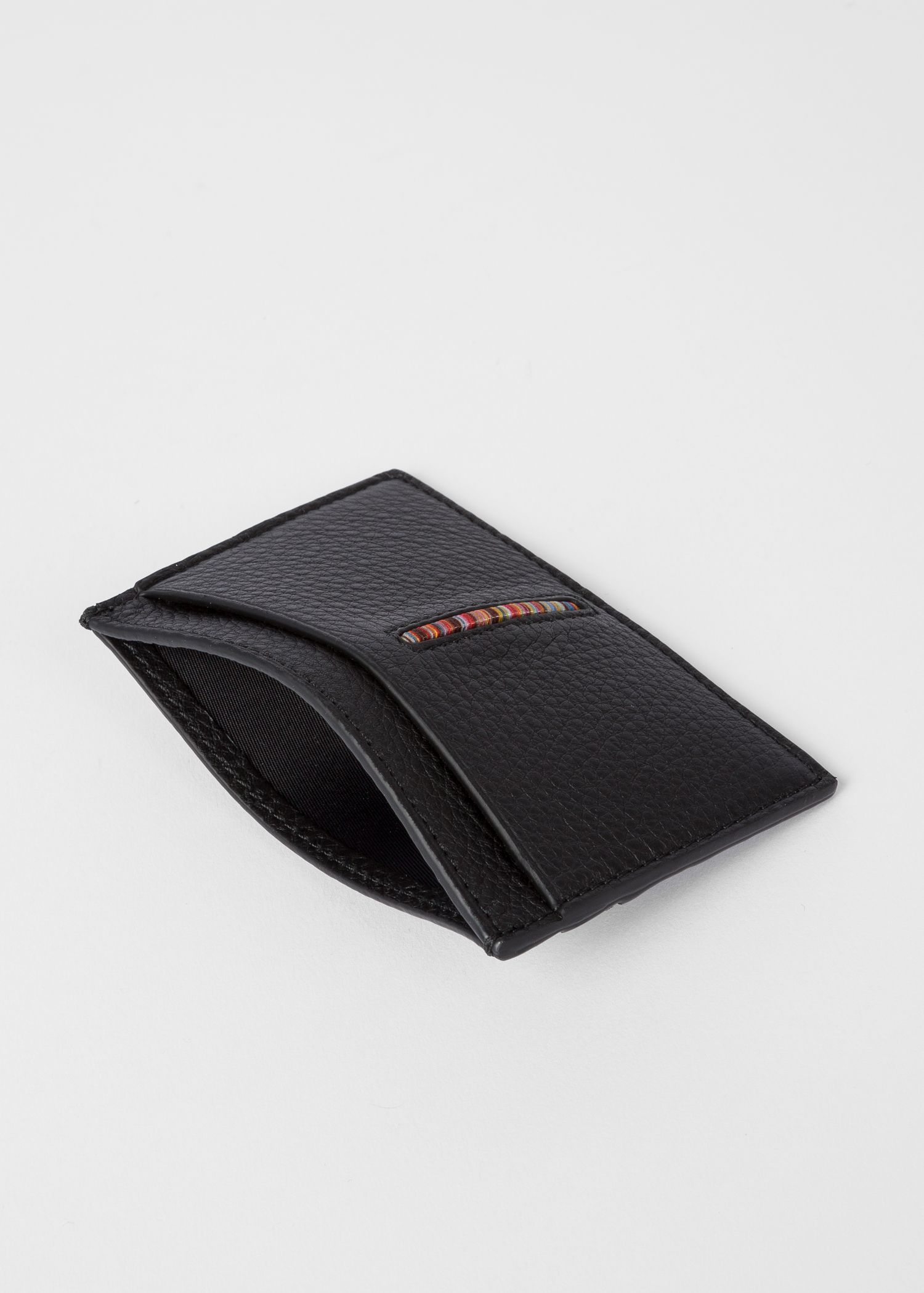 Open view - Men's Black Leather Credit Card Holder Paul Smith