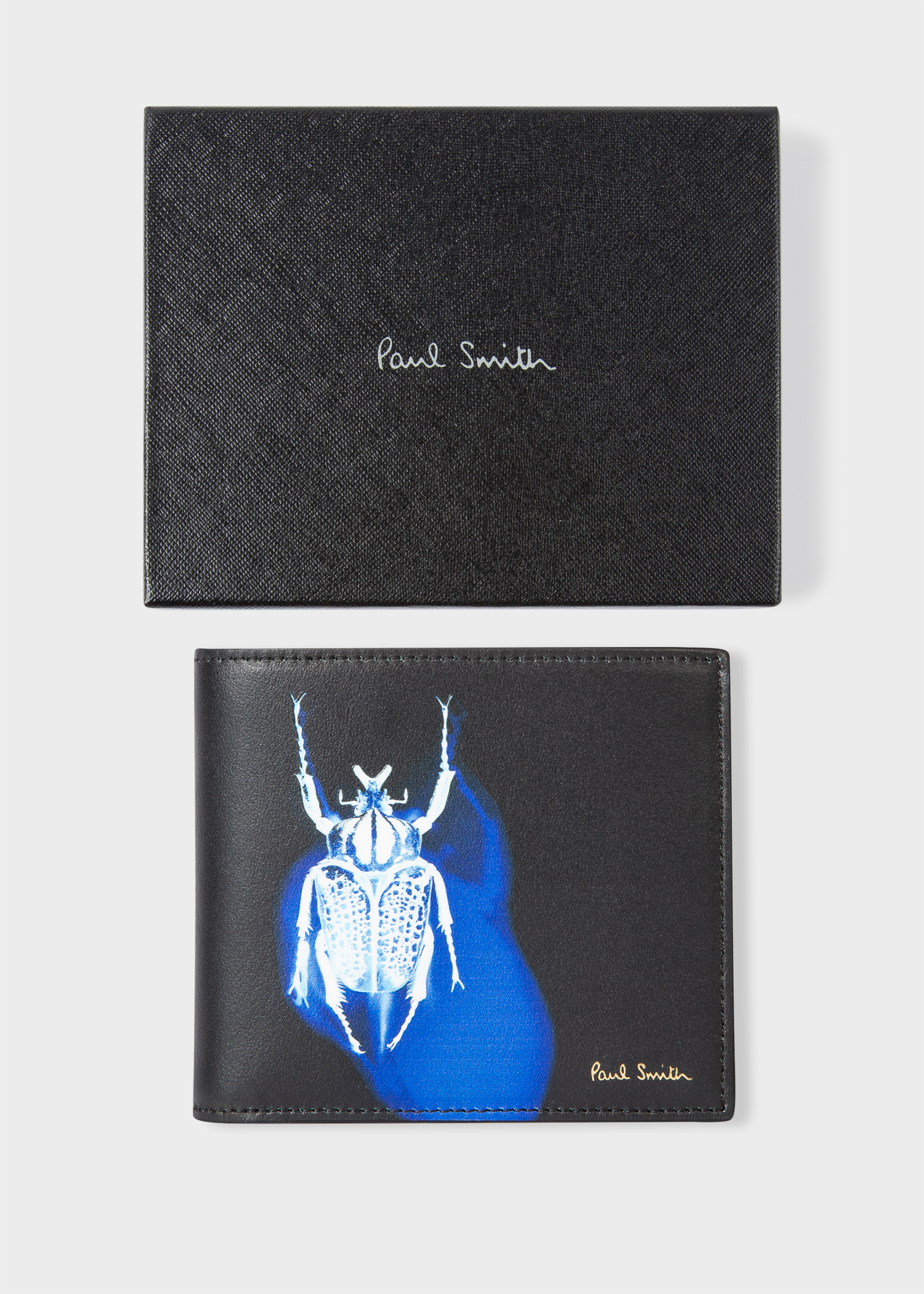 Vue de la boîte - Portefeuille Billfold Homme Noir 'Photographic Beetle' En Cuir Paul Smith