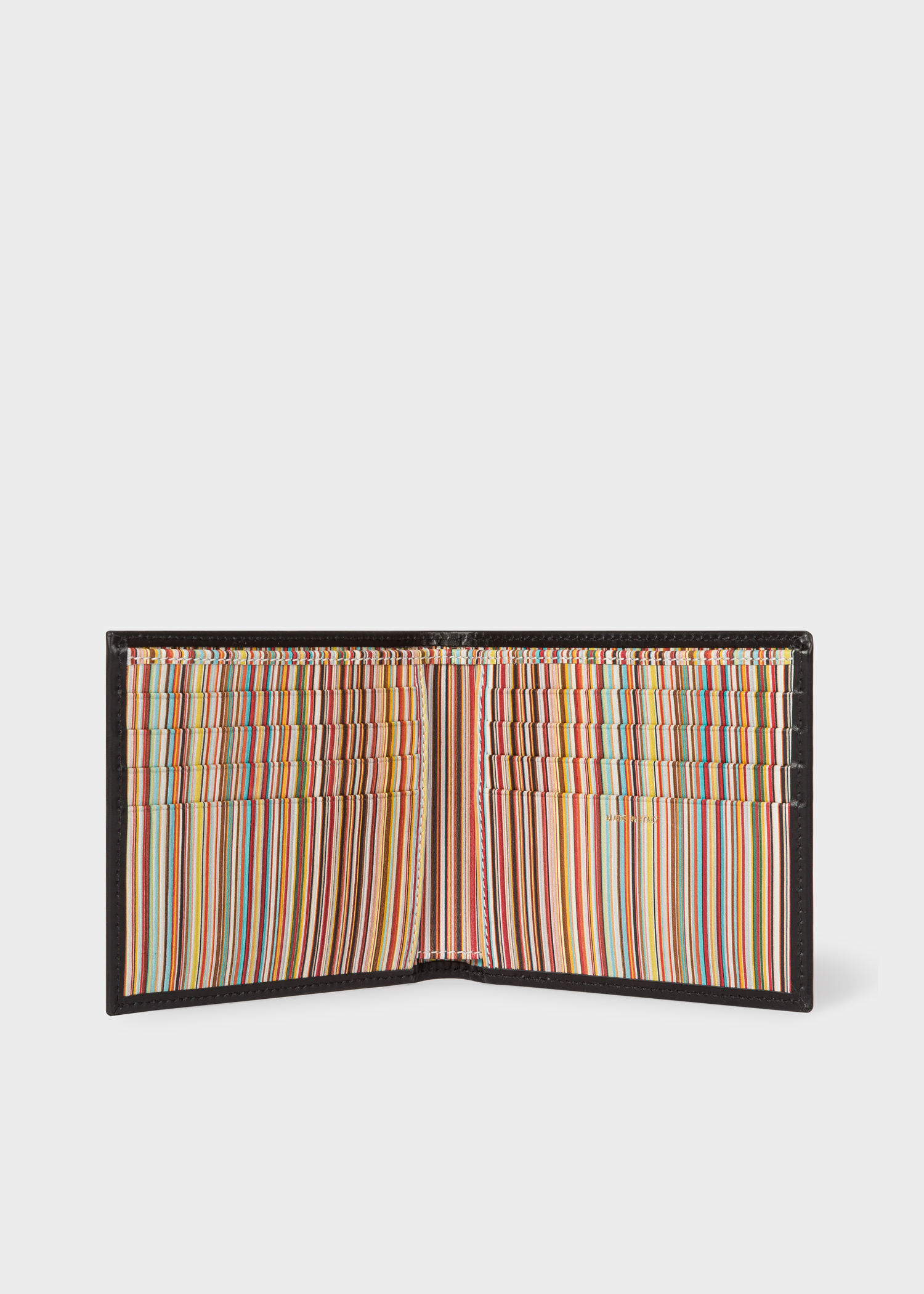 Men's Black Leather Signature Stripe Interior Billfold Wallet - Paul Smith