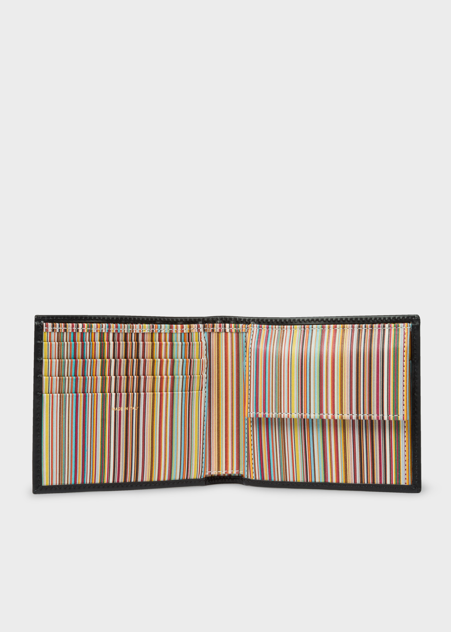 men\u0027s black leather signature stripe interior billfold and coinmen\u0027s black leather signature stripe interior billfold and coin wallet by paul smith