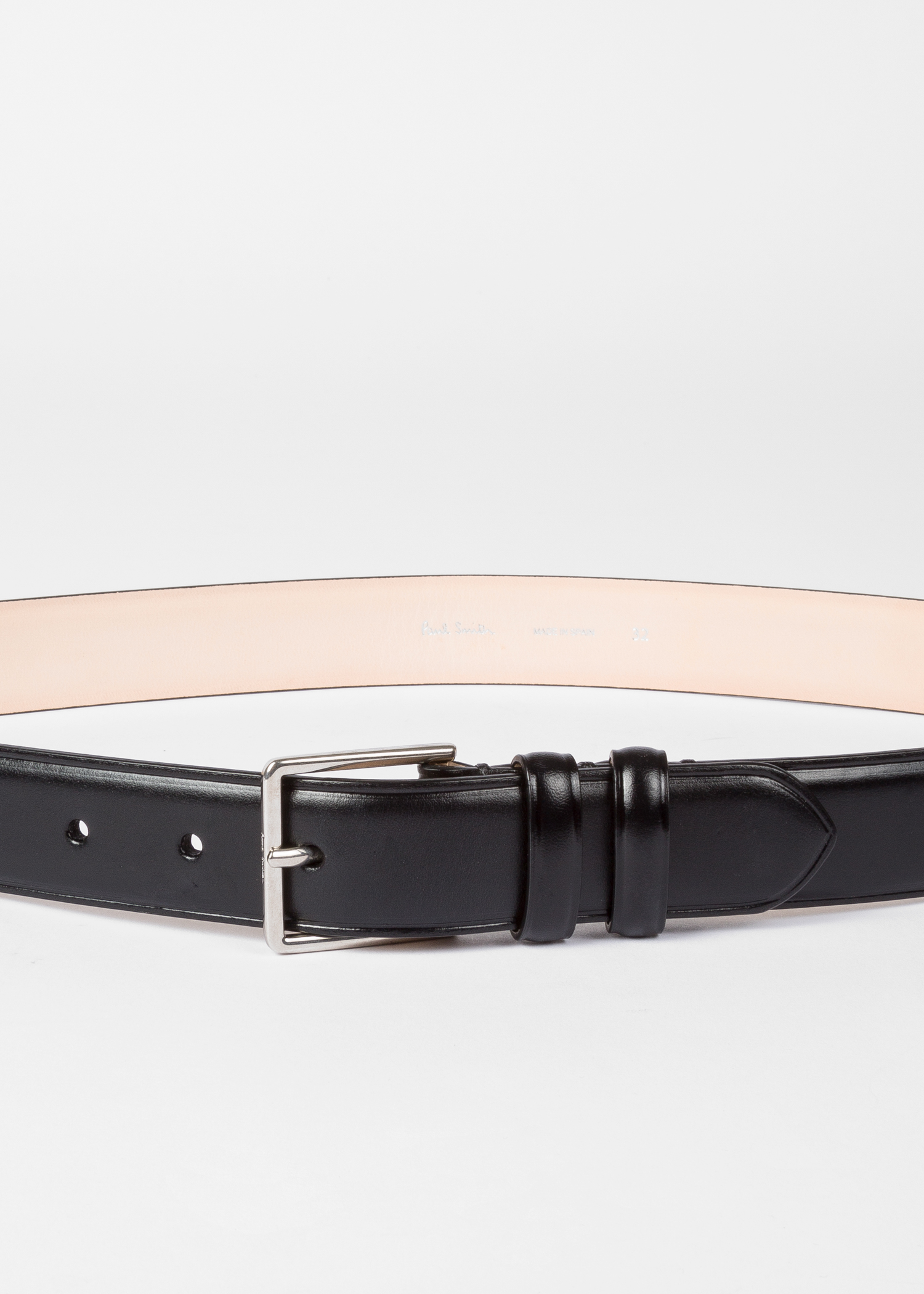 Men's Black Leather Double Keeper Classic Suit Belt by Paul Smith