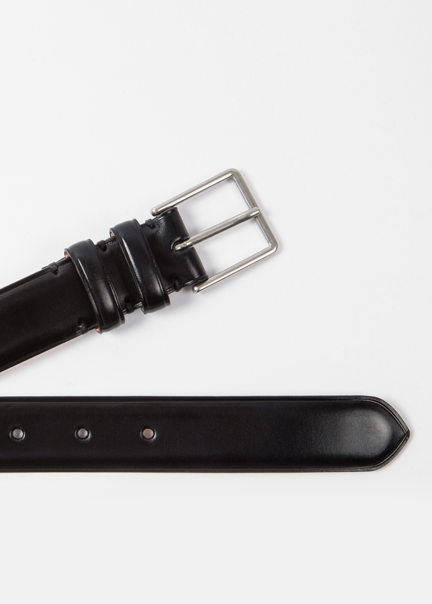 Leather belt with double buckle · Black, Leather · Accessories