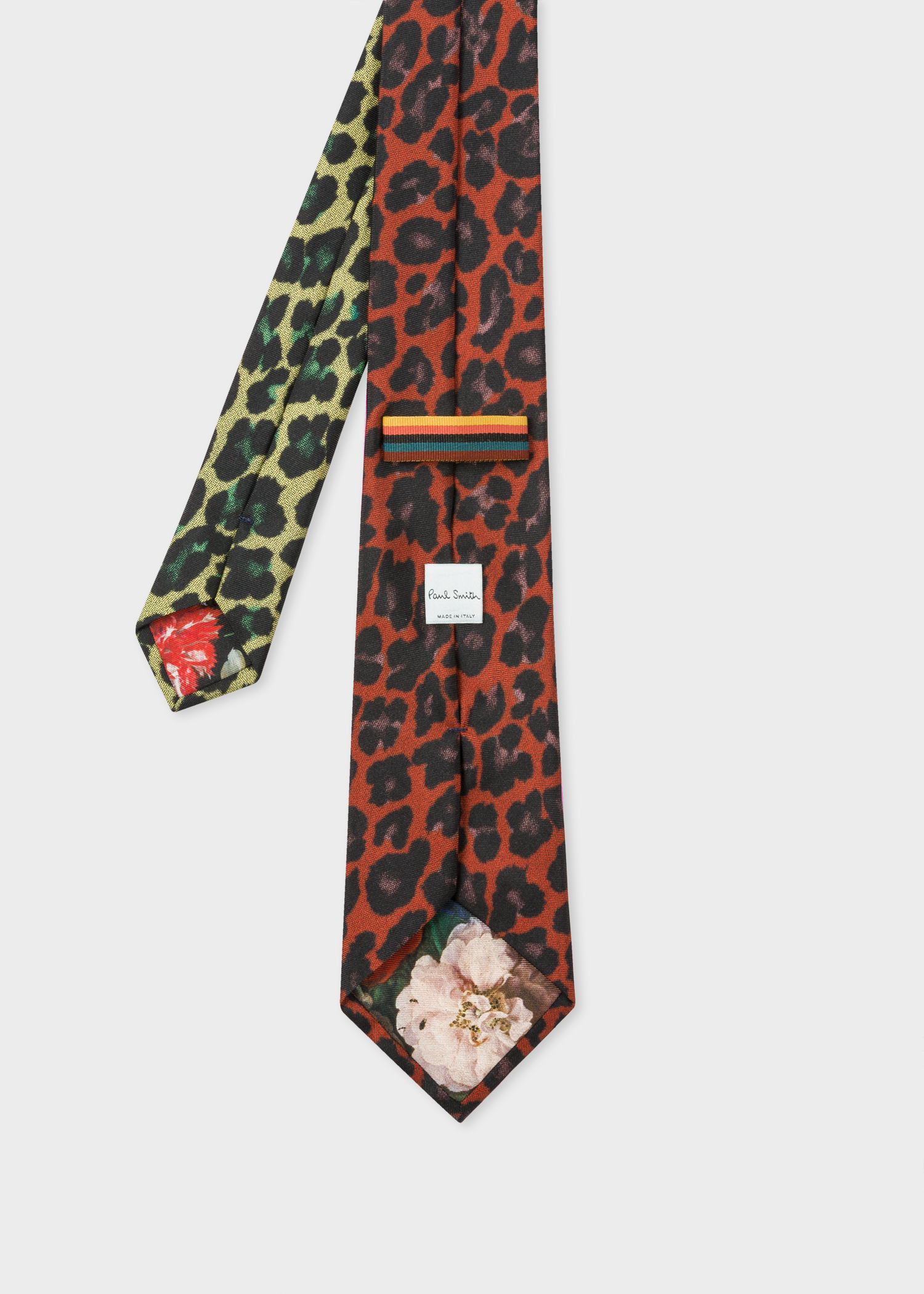 Reverse view - Men's Red Leopard Print Silk Tie Paul Smith
