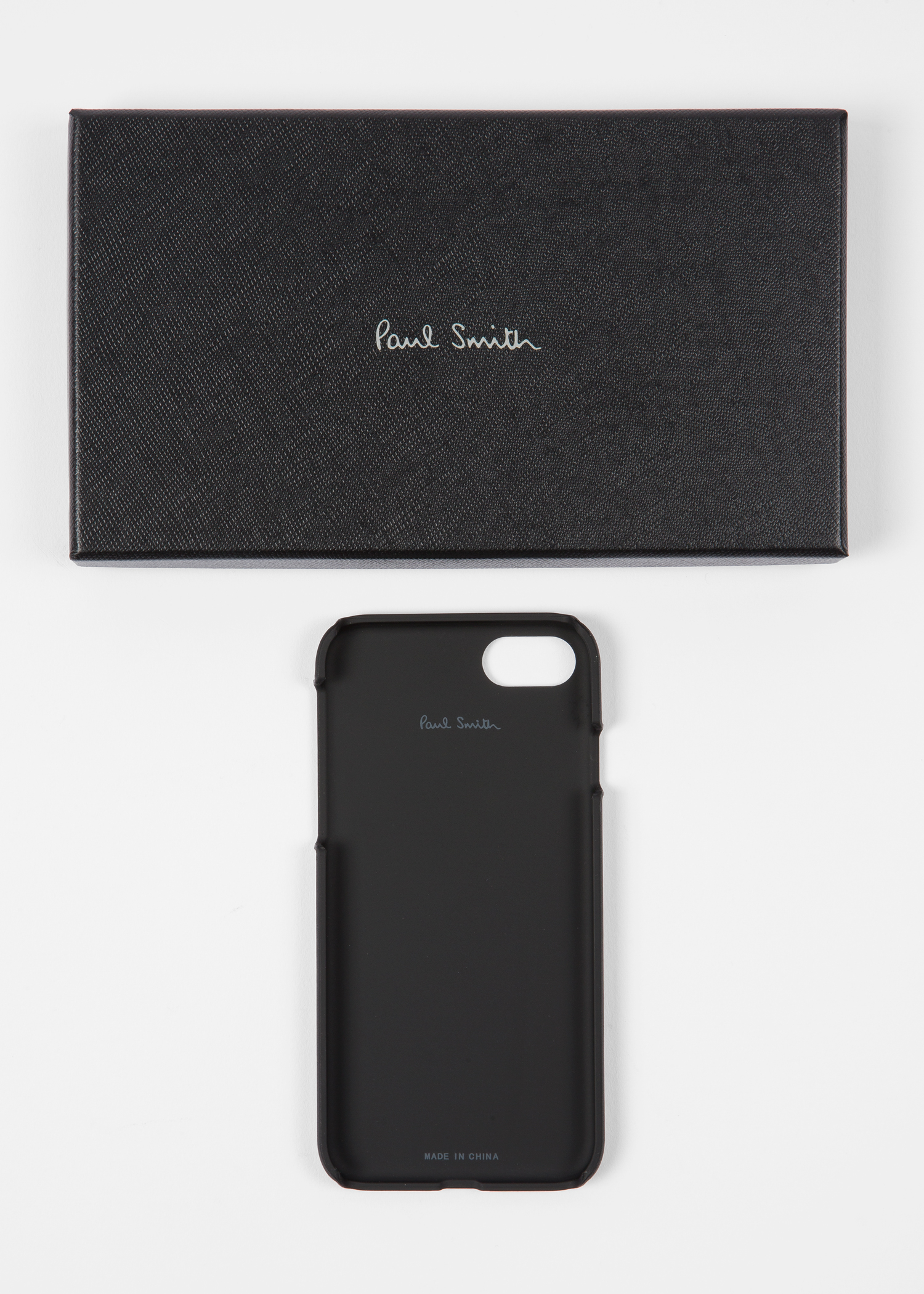 With box - Paul Smith For Men In Black: International - 'Alien' Print Leather iPhone 6/6S/7/8 Case