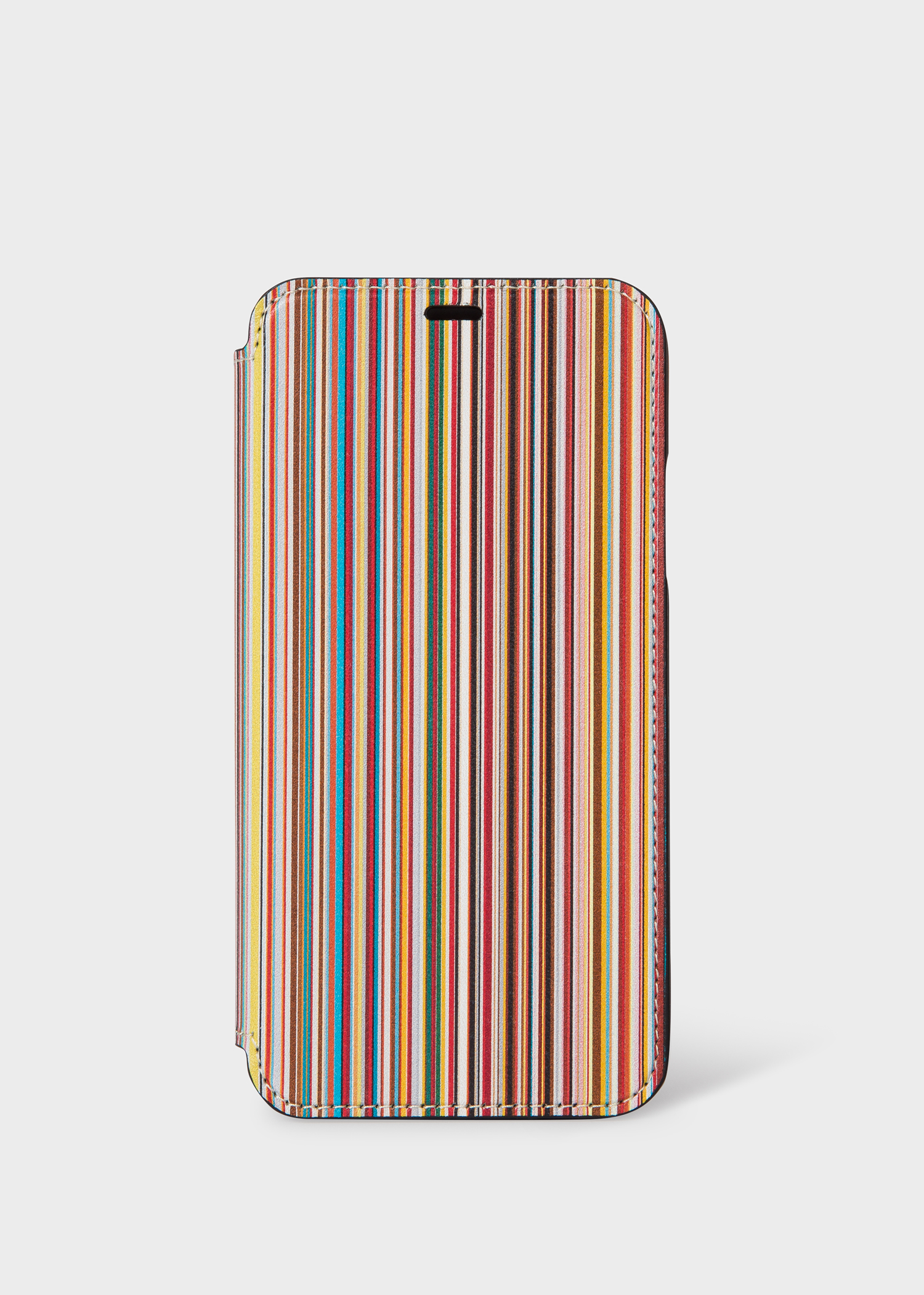 Front view - 'Signature Stripe' Leather iPhone X Wallet Case Paul Smith