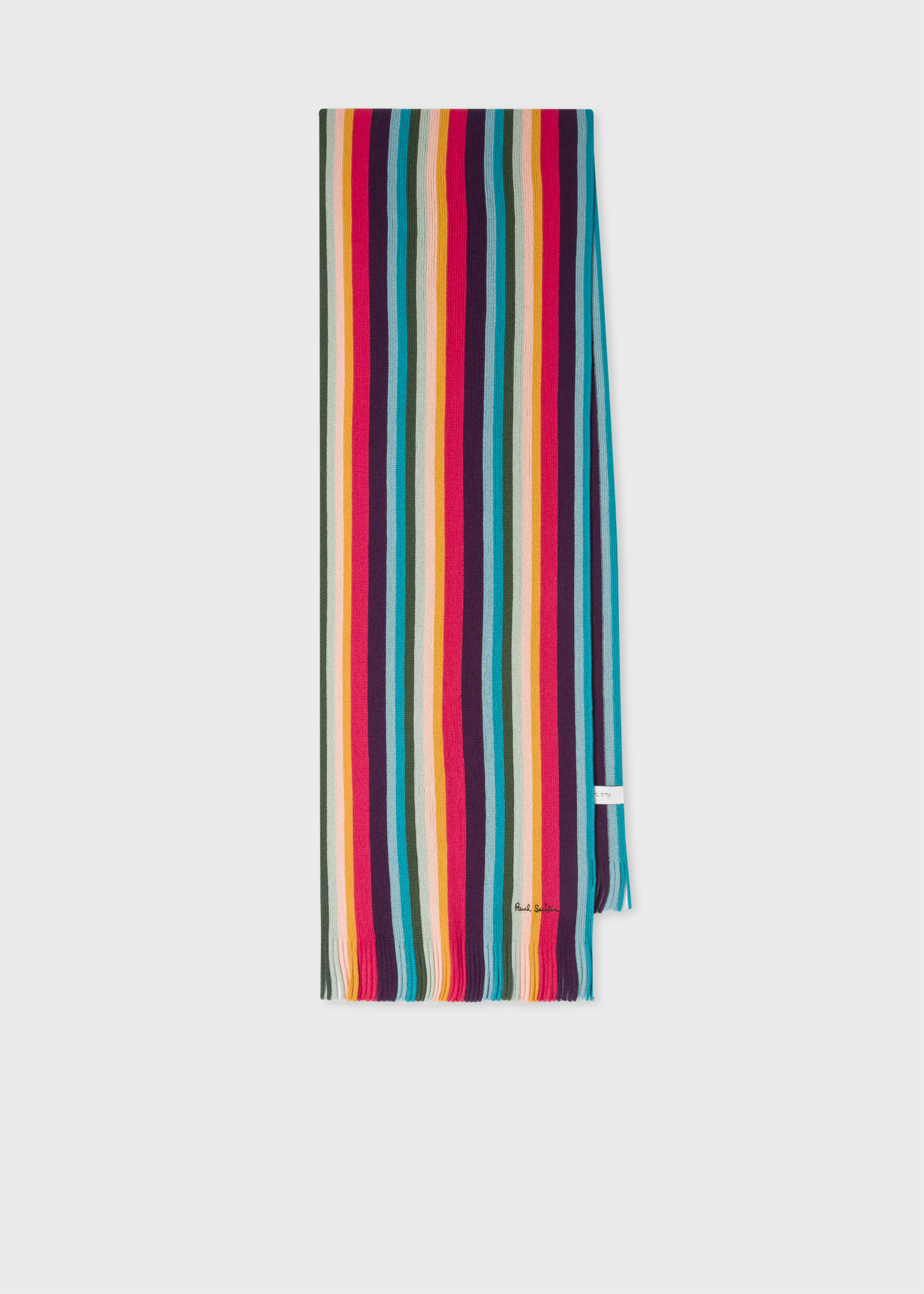 PAUL SMITH Multi Stripe Twisted Artist Wool Scarf Muffler *Made in Germany* GREY 