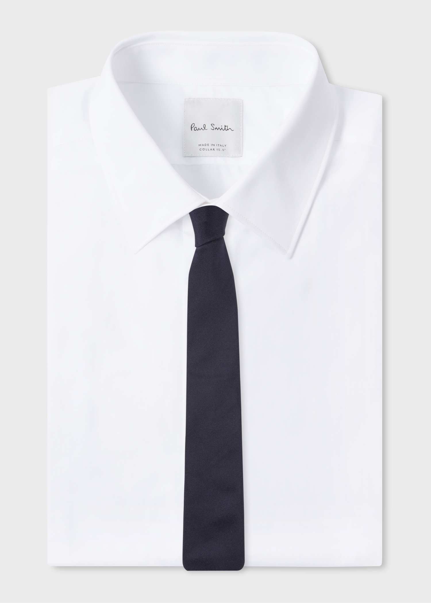 Shirt view - Men's Dark Navy Narrow Silk Tie With 'Safety Pins' Print Paul Smith