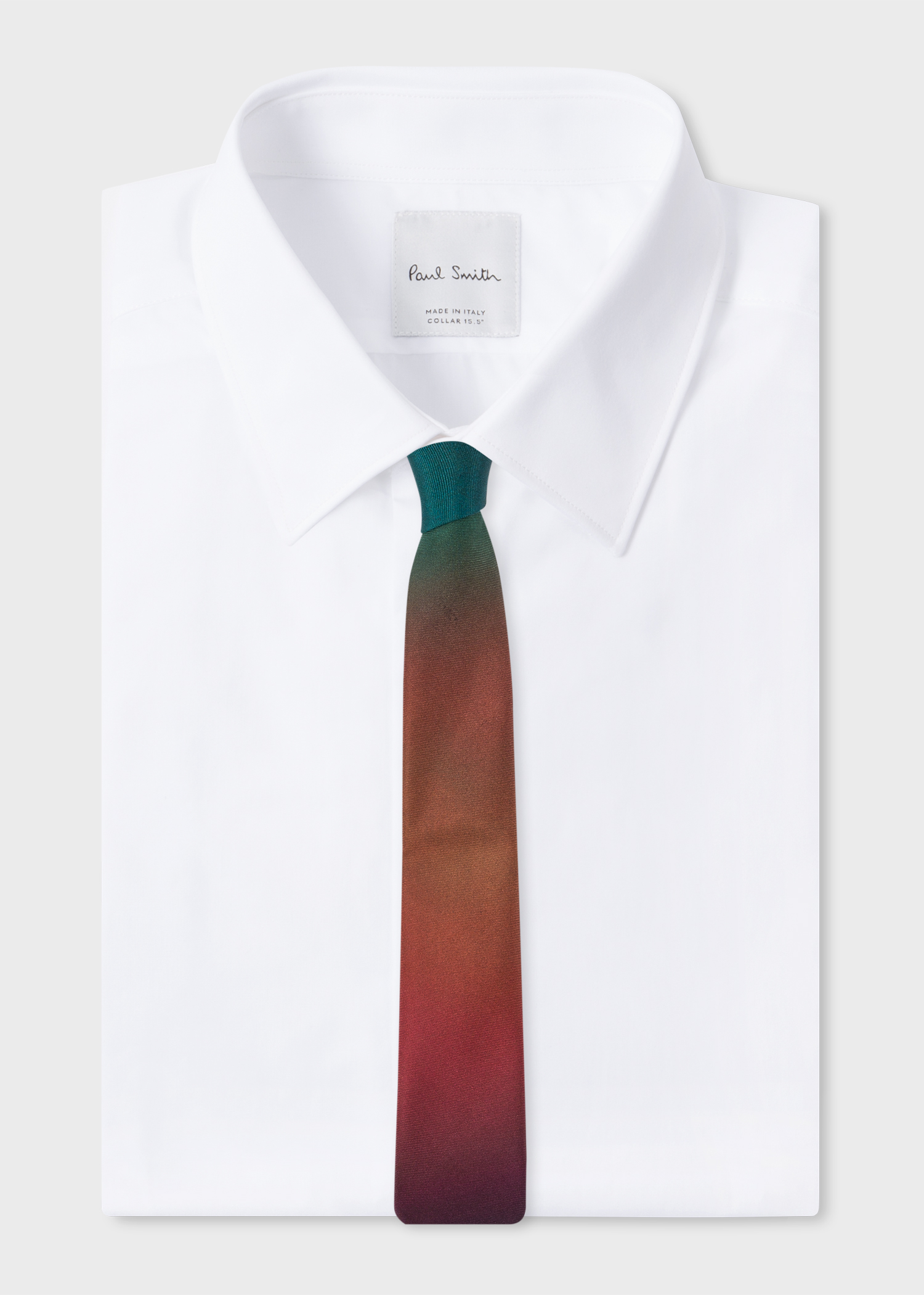 On Shirt View - Men's Multi-Coloured Gradient Narrow Silk Tie Paul Smith