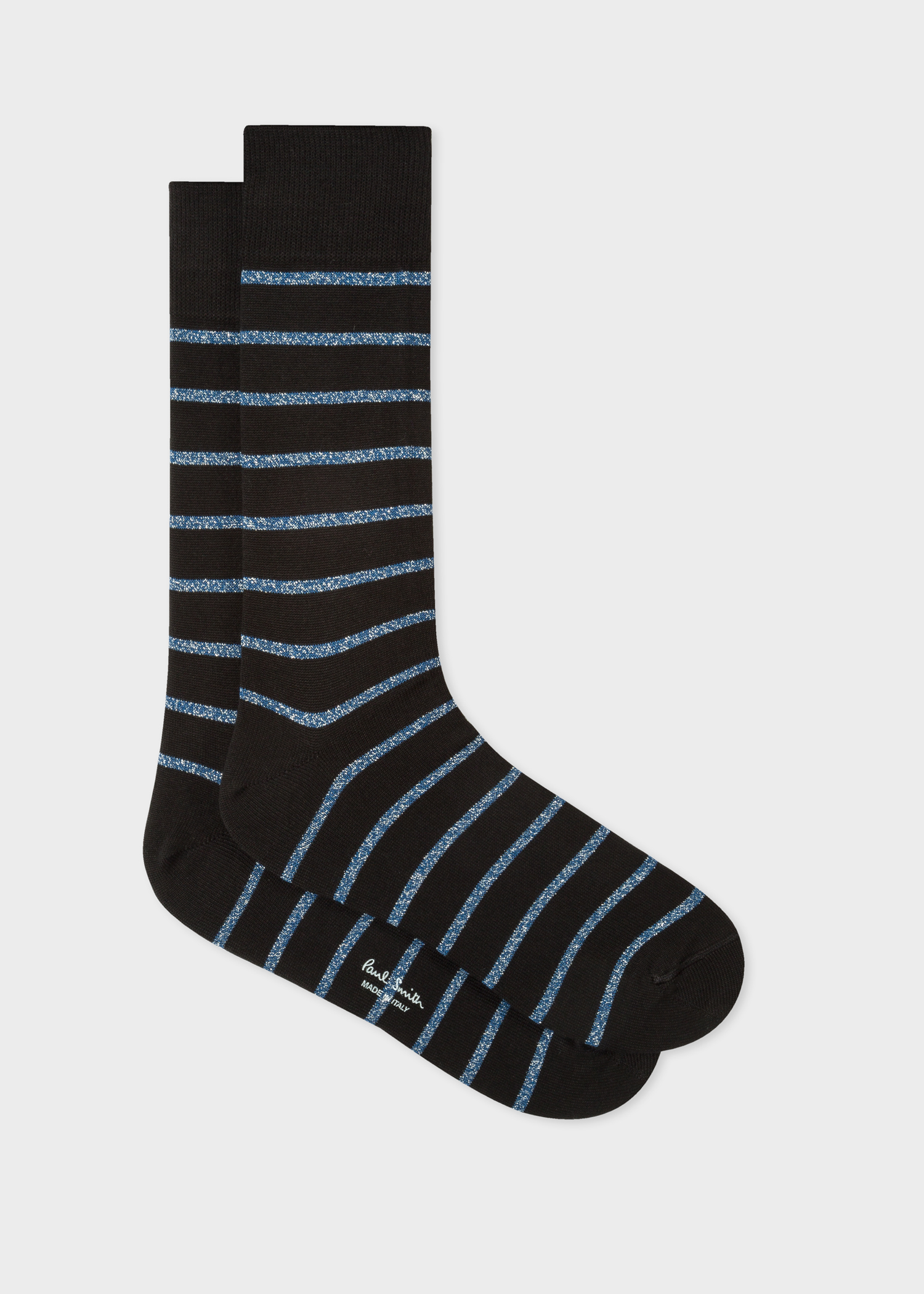 Men's Black Socks With Glitter Stripe