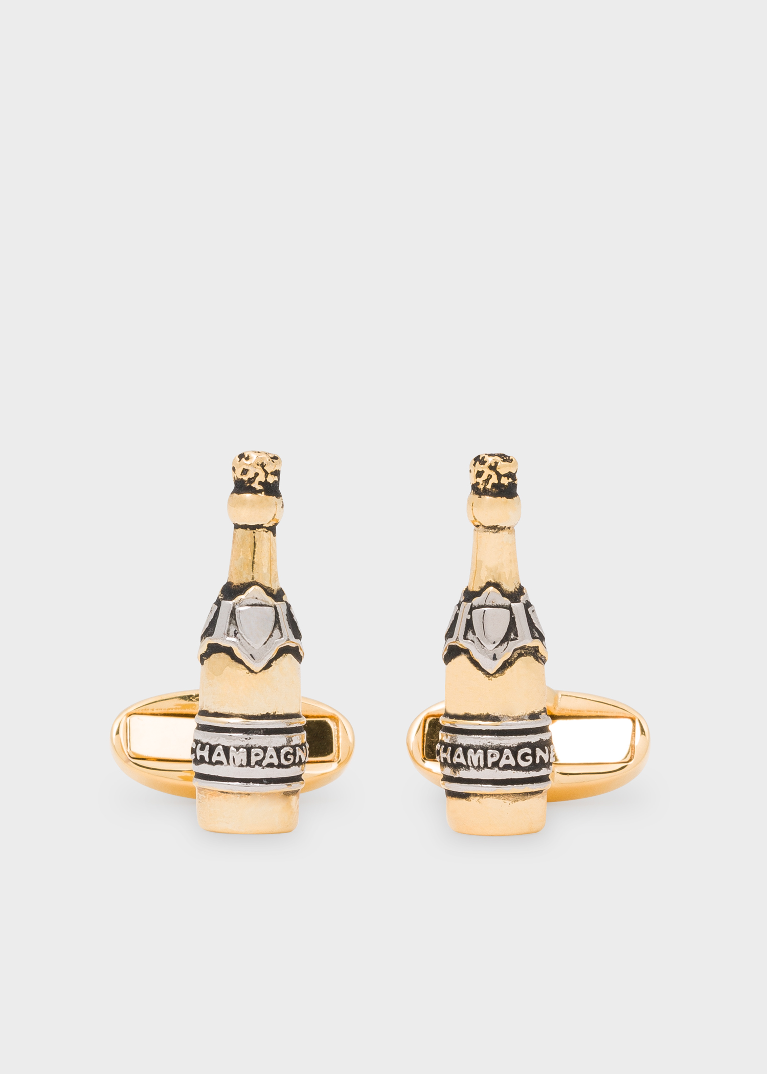 Men S Gold Champagne Bottle Cufflinks Paul Smith Us Front View Men S Gold Champagne Bottle Cufflinks