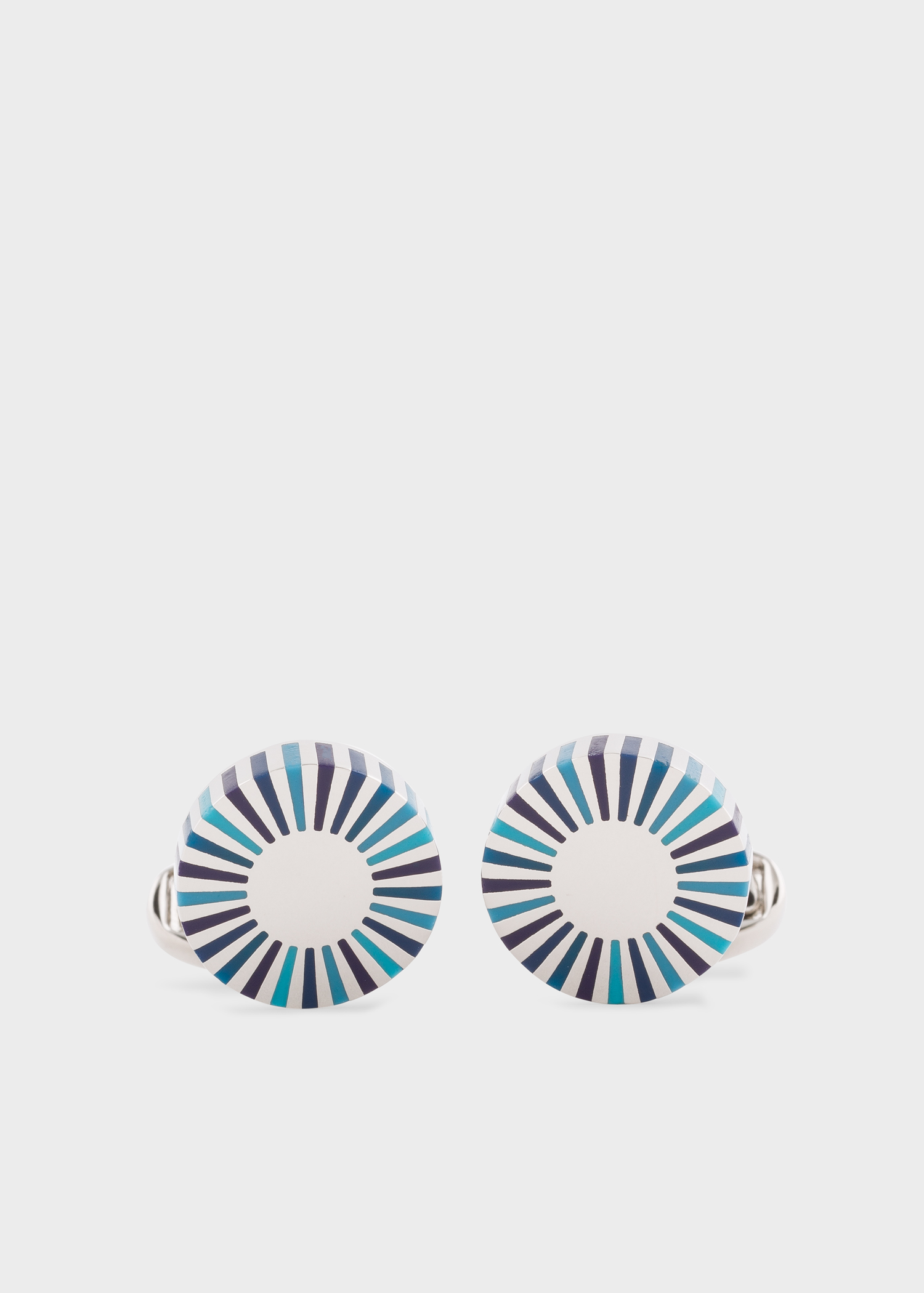 Front view - Paul Smith For University Of Nottingham - Men's Navy Stripe Edge Circular Cufflinks