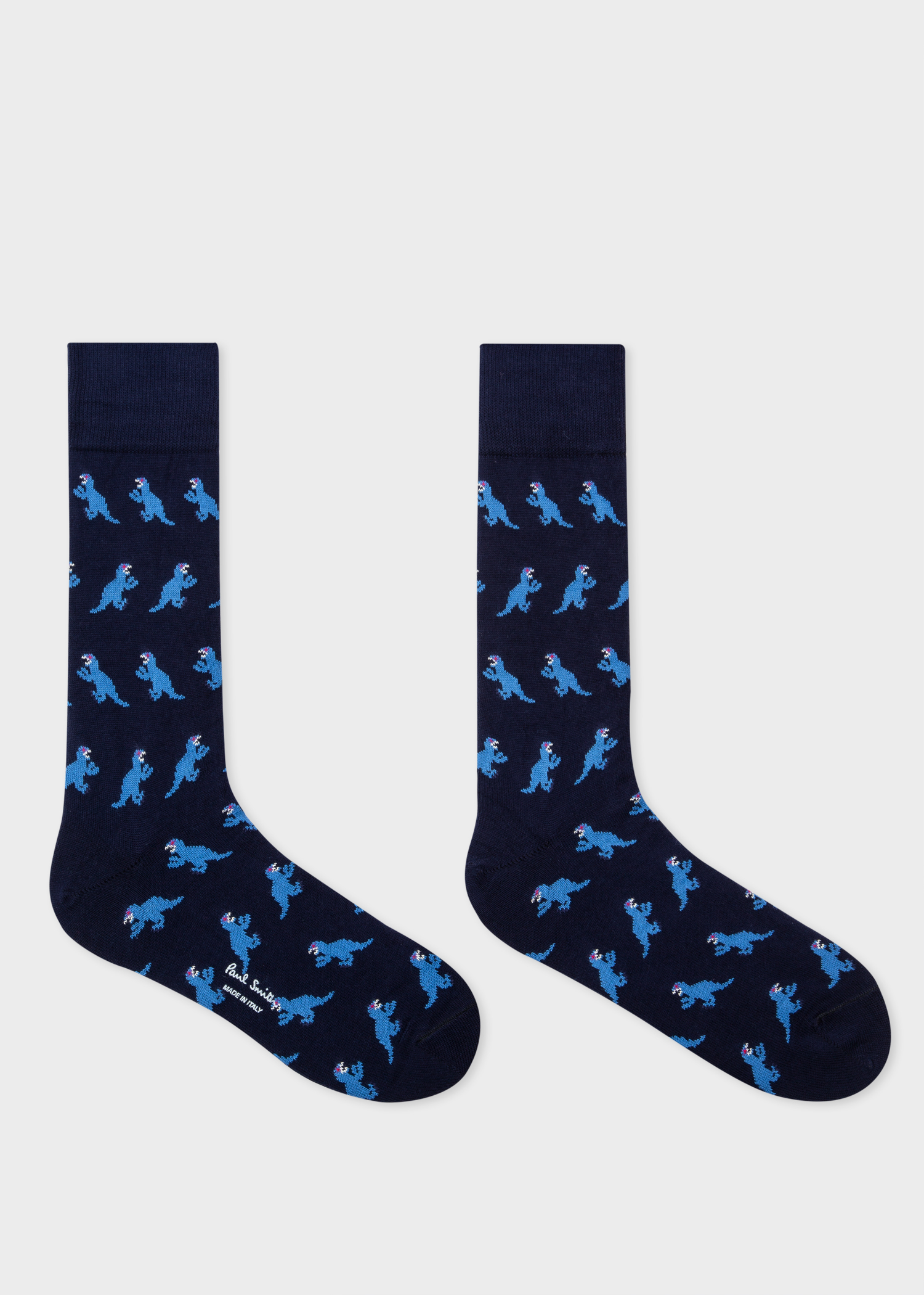 Navy pair - Men's Multi-Coloured 'Dino' Socks Three Pack Paul Smith