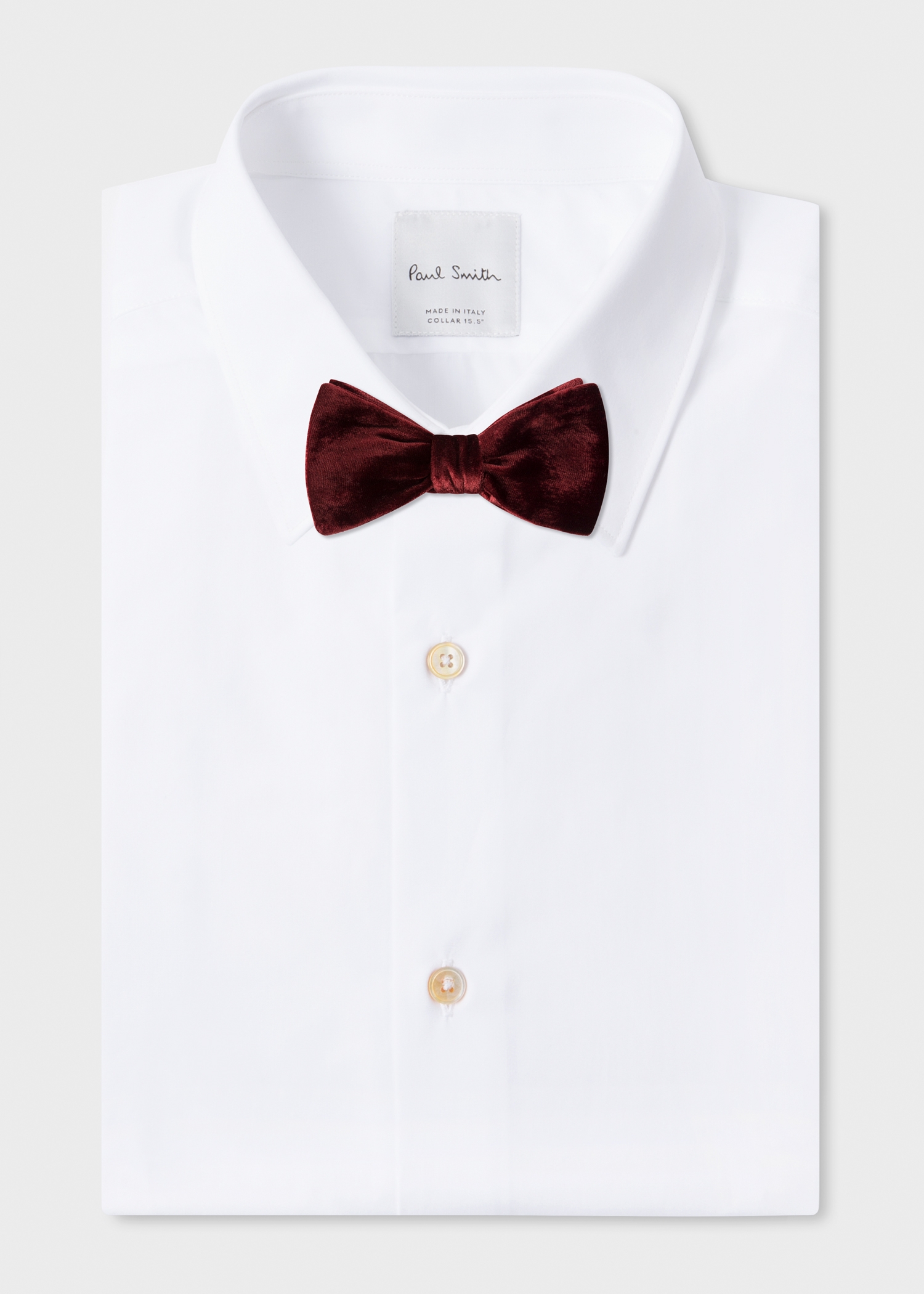 Shirt view - Men's Burgundy Velvet Bow Tie Paul Smith
