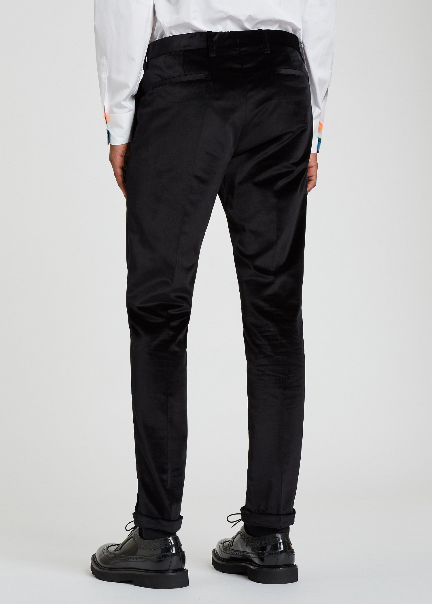 Men's Slim-Fit Black Cotton Velvet Trousers