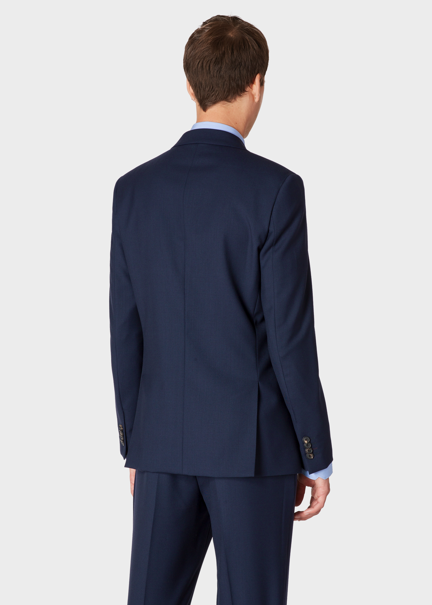 Model back blazer view - The Piccadilly - Men's Tailored-Fit Navy Blue Wool Suit 'A Suit To Travel In'