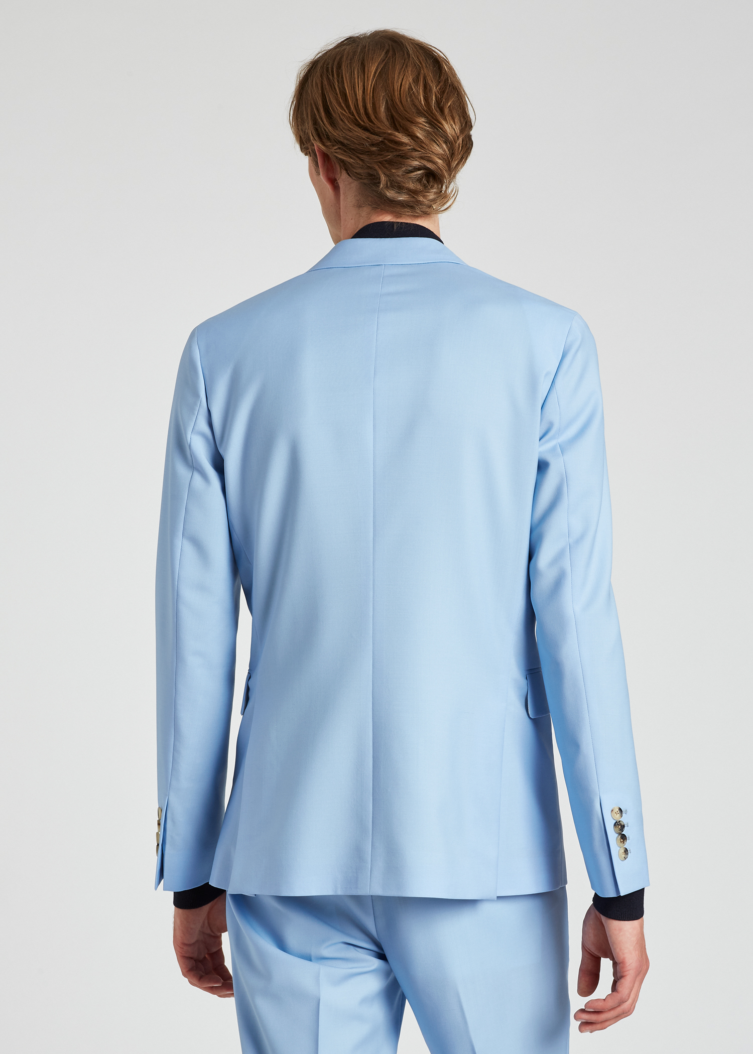 Model back view - Men's Pastel Blue Wool-Mohair Suit Paul Smith