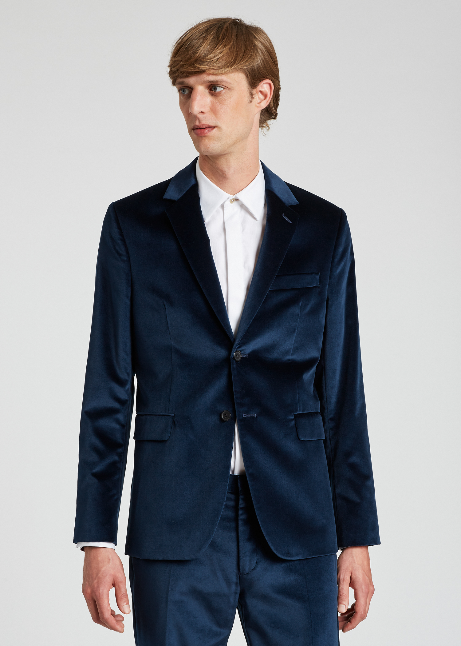 Men's Dark Navy Velvet Blazer