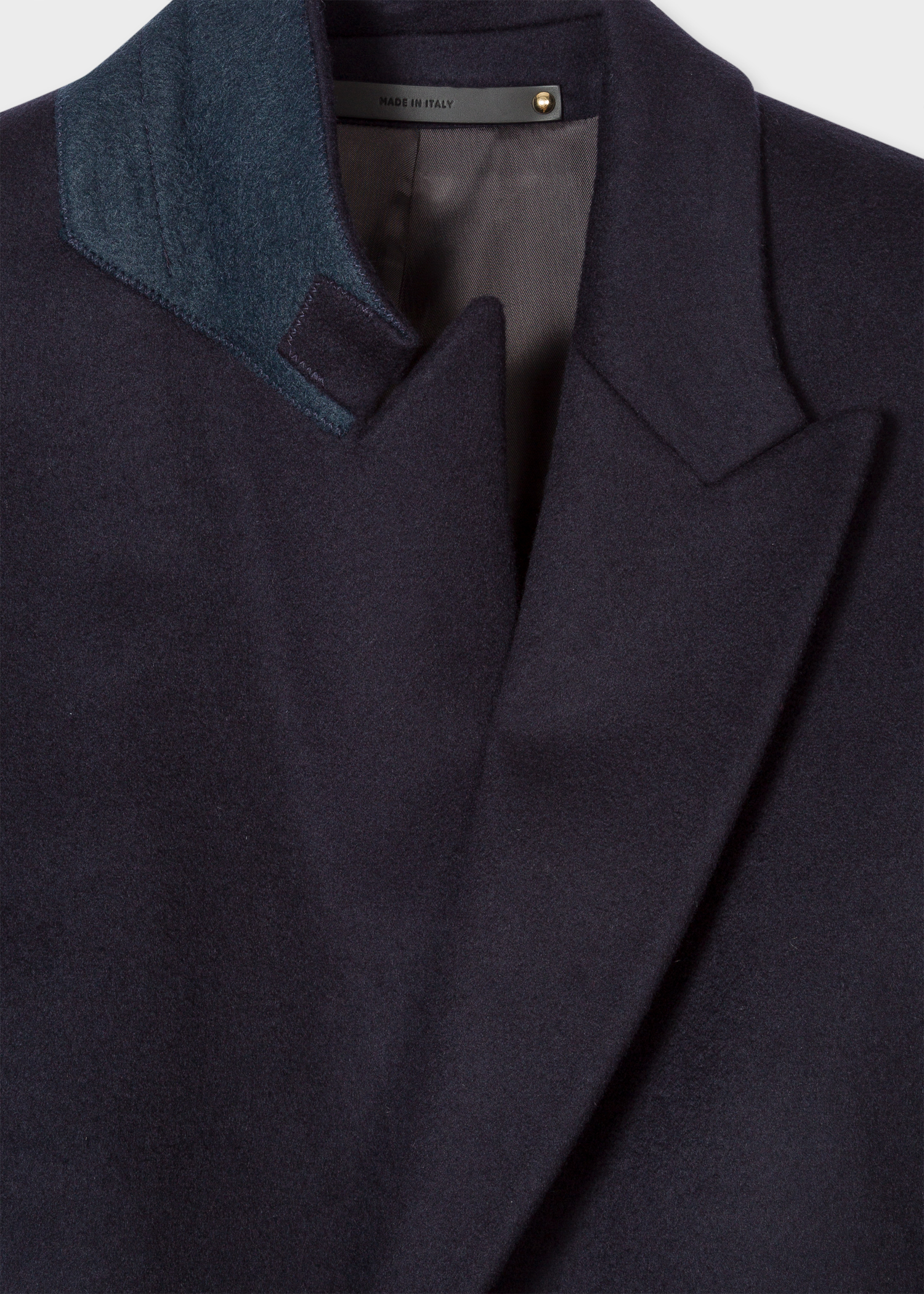 Men's Navy Wool-Cashmere Epsom Coat - Paul Smith US